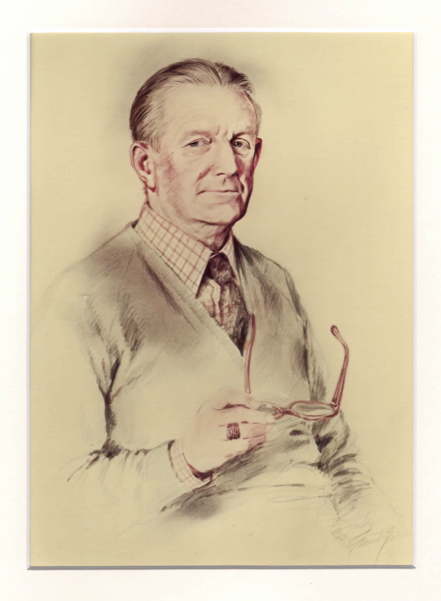 A pen and ink portrait study of Alfred Woodroffe Benton