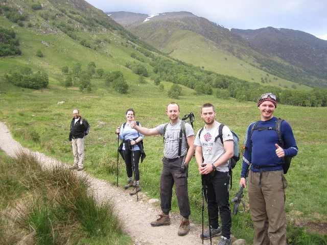 Hikers at the foot of Ben Nevis, attempting 4.5 ascents in 24 hours!