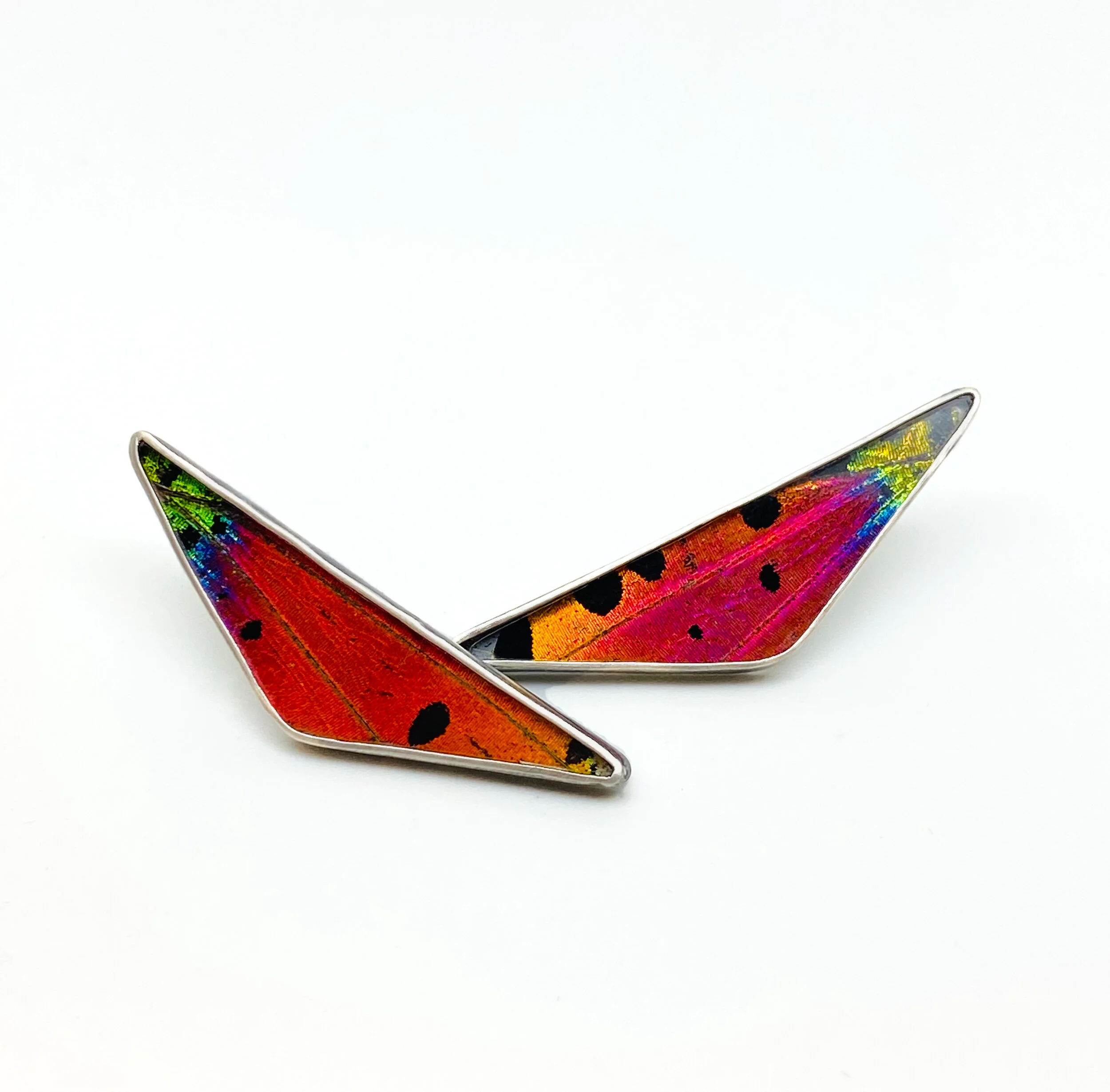 (Pre order) Orange Sunset Moth Triangle Earrings Sm