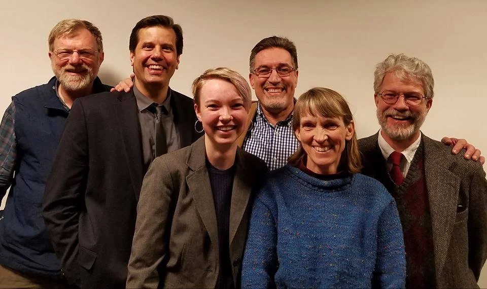 Erik (far right) with essential volunteers (back row, left to right) Mark Kaminsky, Marc Zender, Andrew Peterson; (front row) Cameron Mueller-Harder, Karen Mueller-Harder