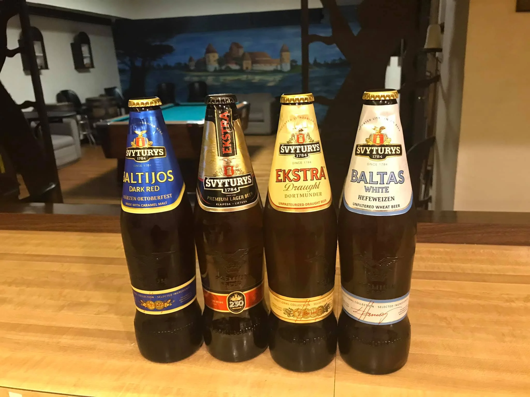 Our regular Šveturys (Lighthouse) Lithuanian Beer lineup.