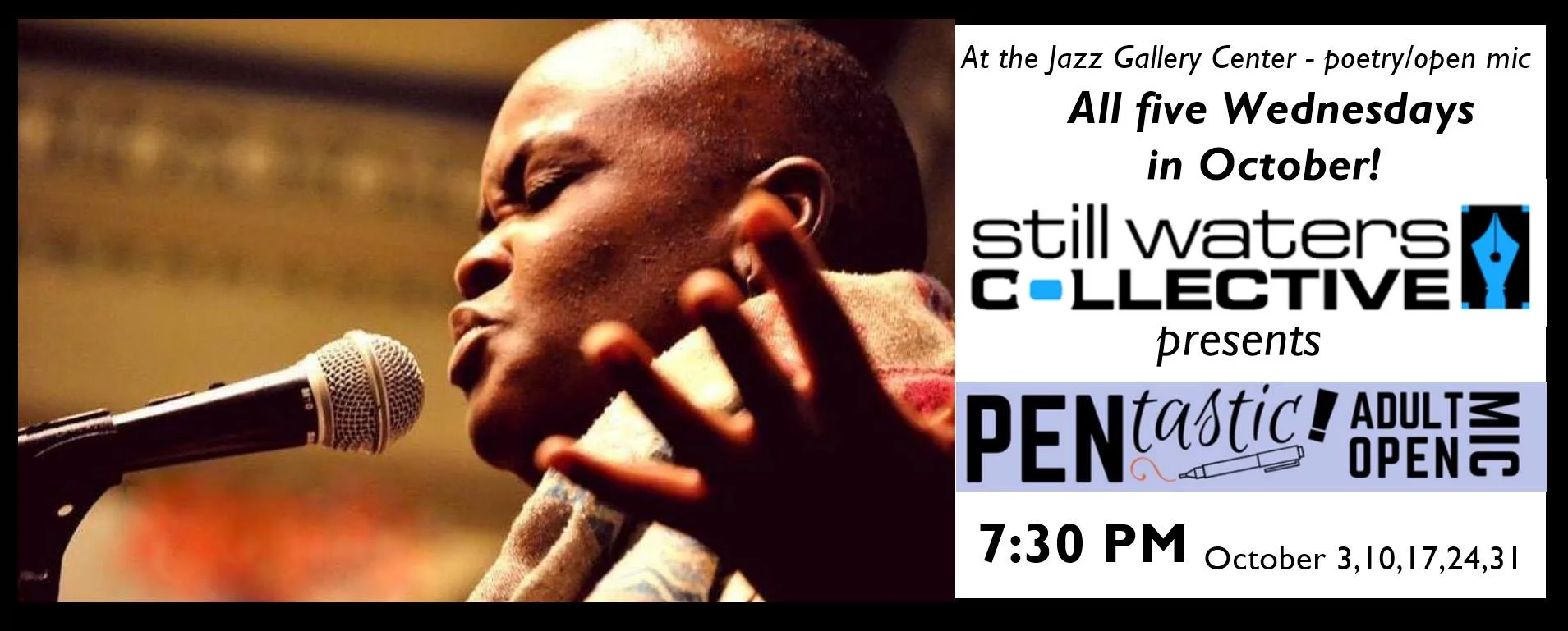 Pentastic! Adult Open Mic - October 3rd, 10th, 17th, 24th, and 31st at 7:30 PM