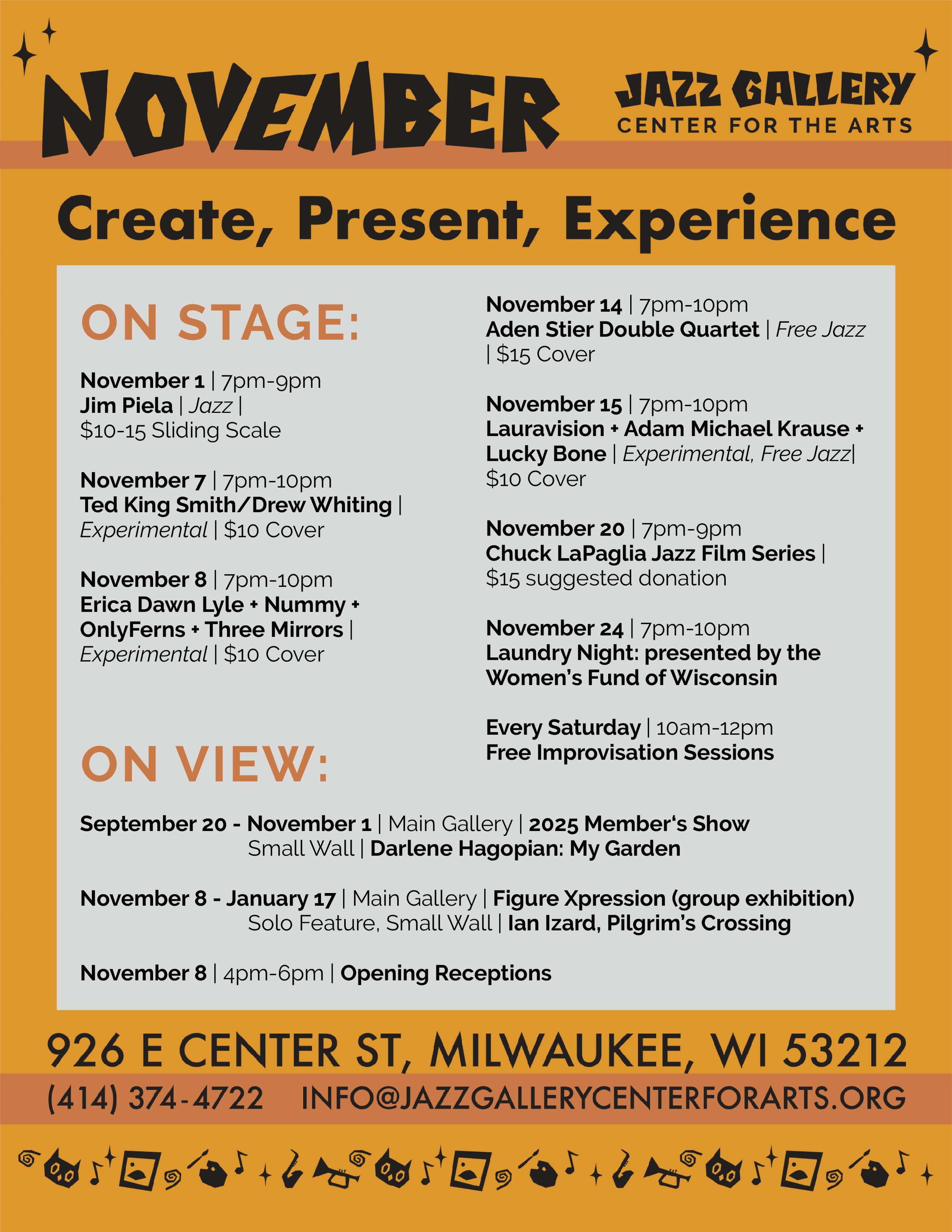November 2025 Events at the Jazz Galler