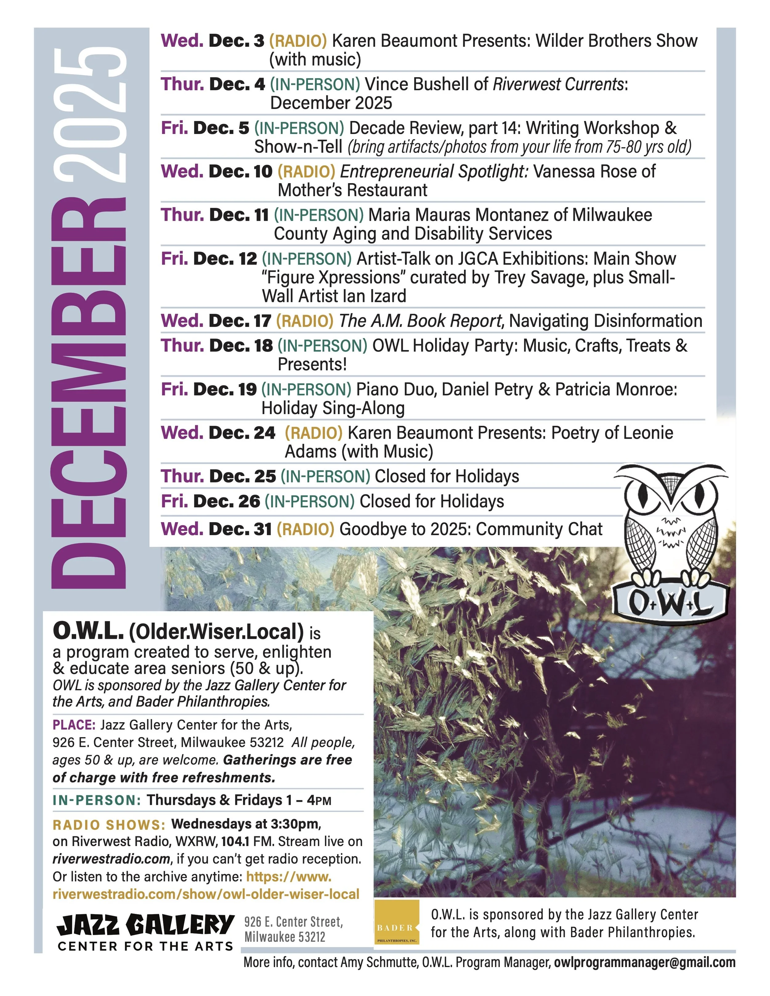  OWL December 2025 Calendar