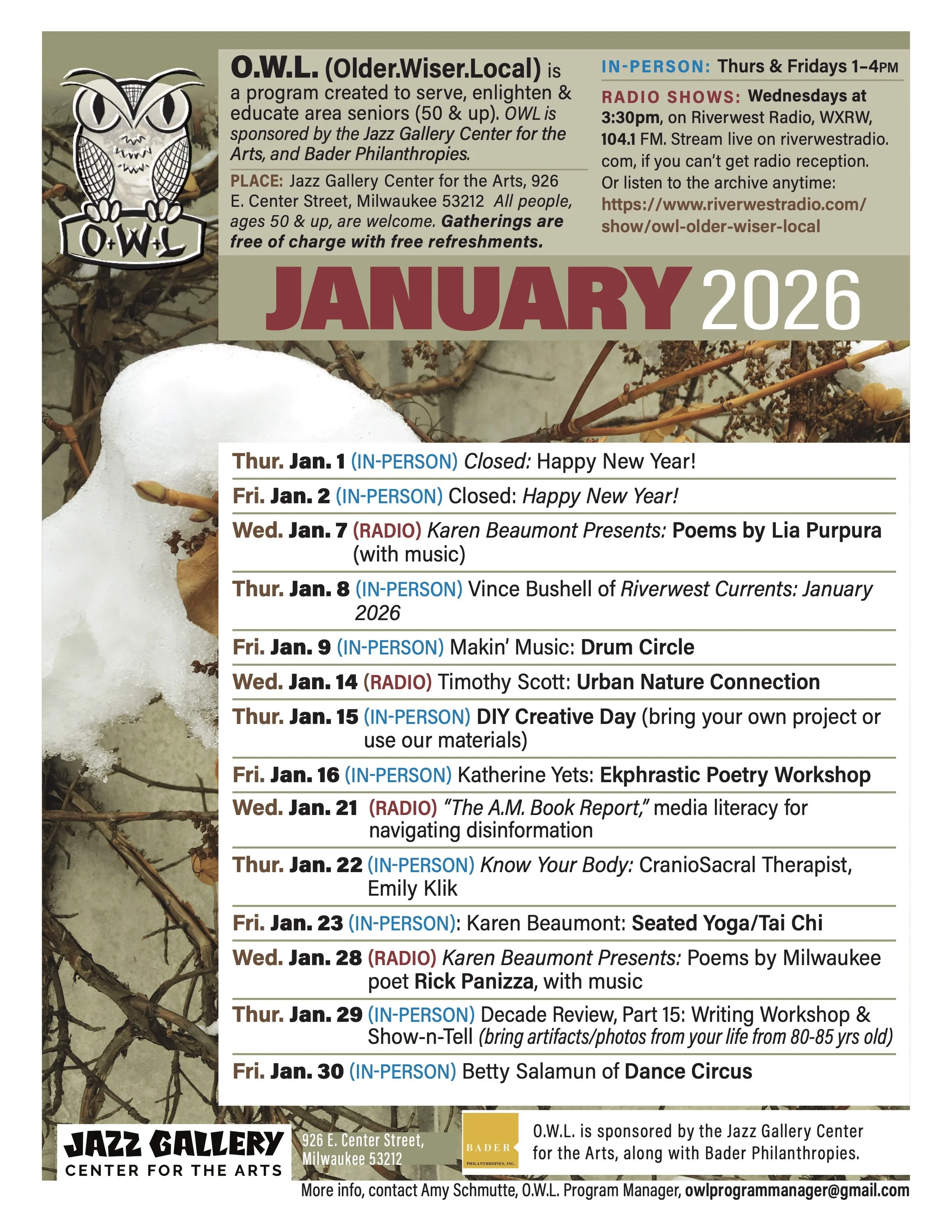  OWL January 2026 Calendar