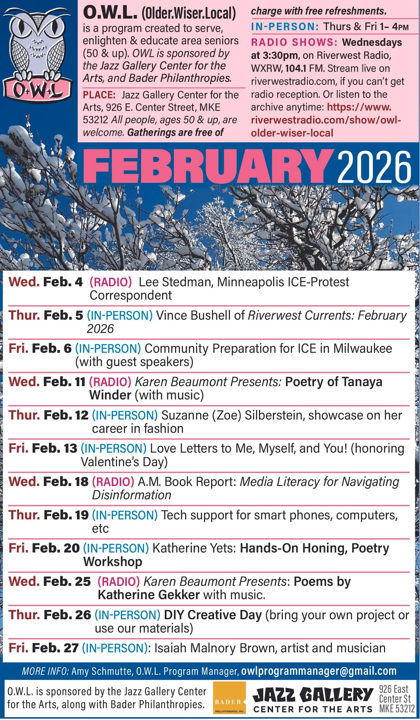  OWL February 2026 Calendar