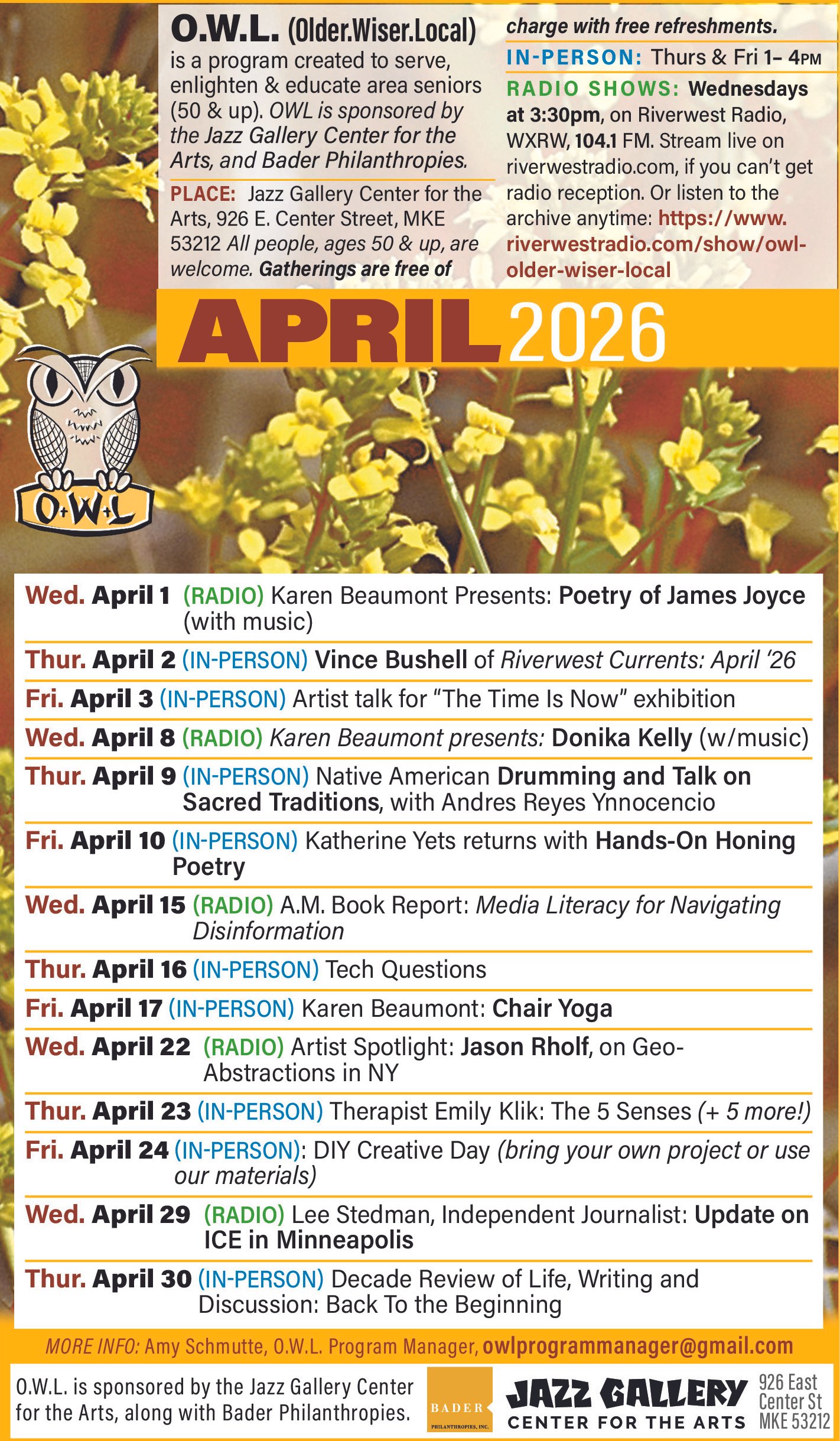  OWL April 2026 Calendar