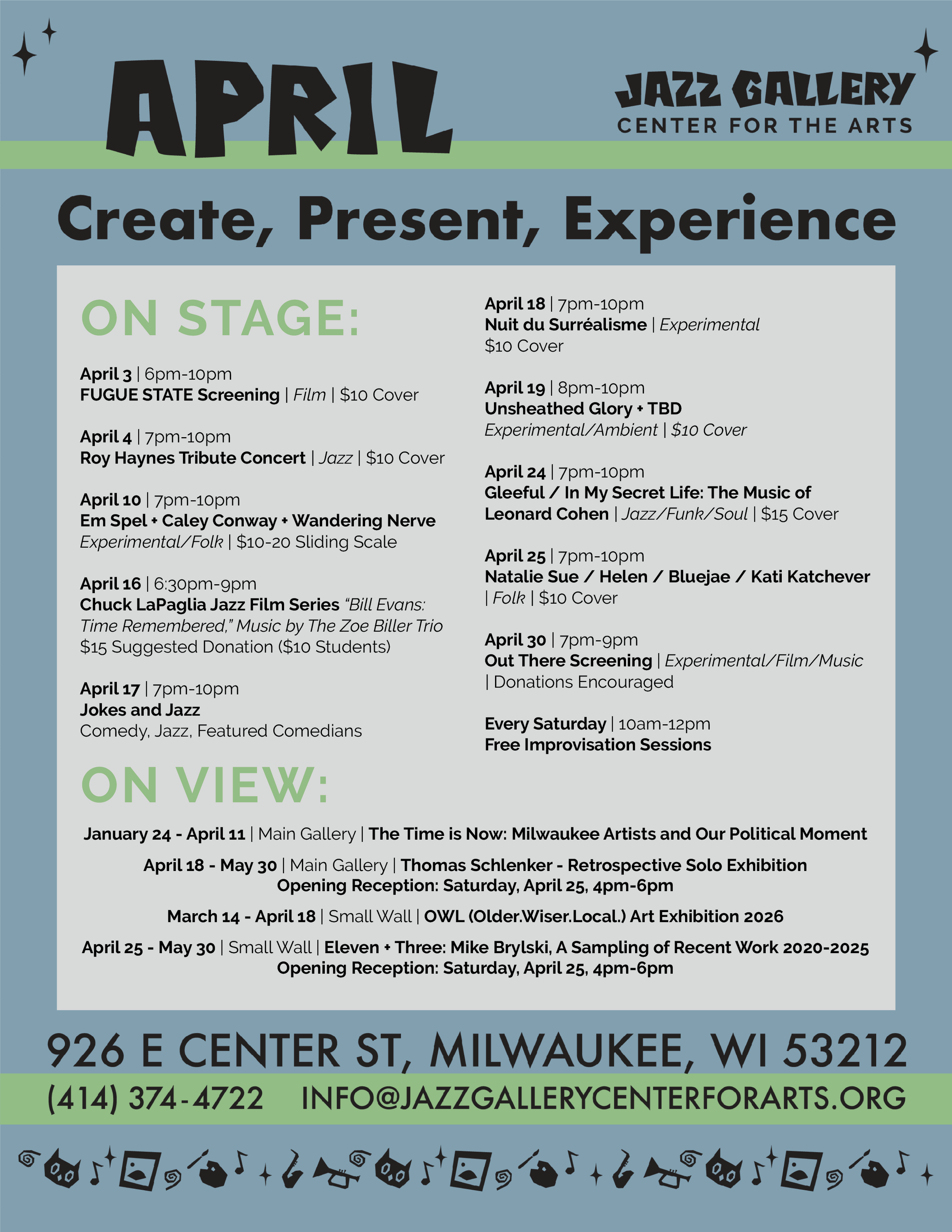 April 2026 Events at the Jazz Gallery