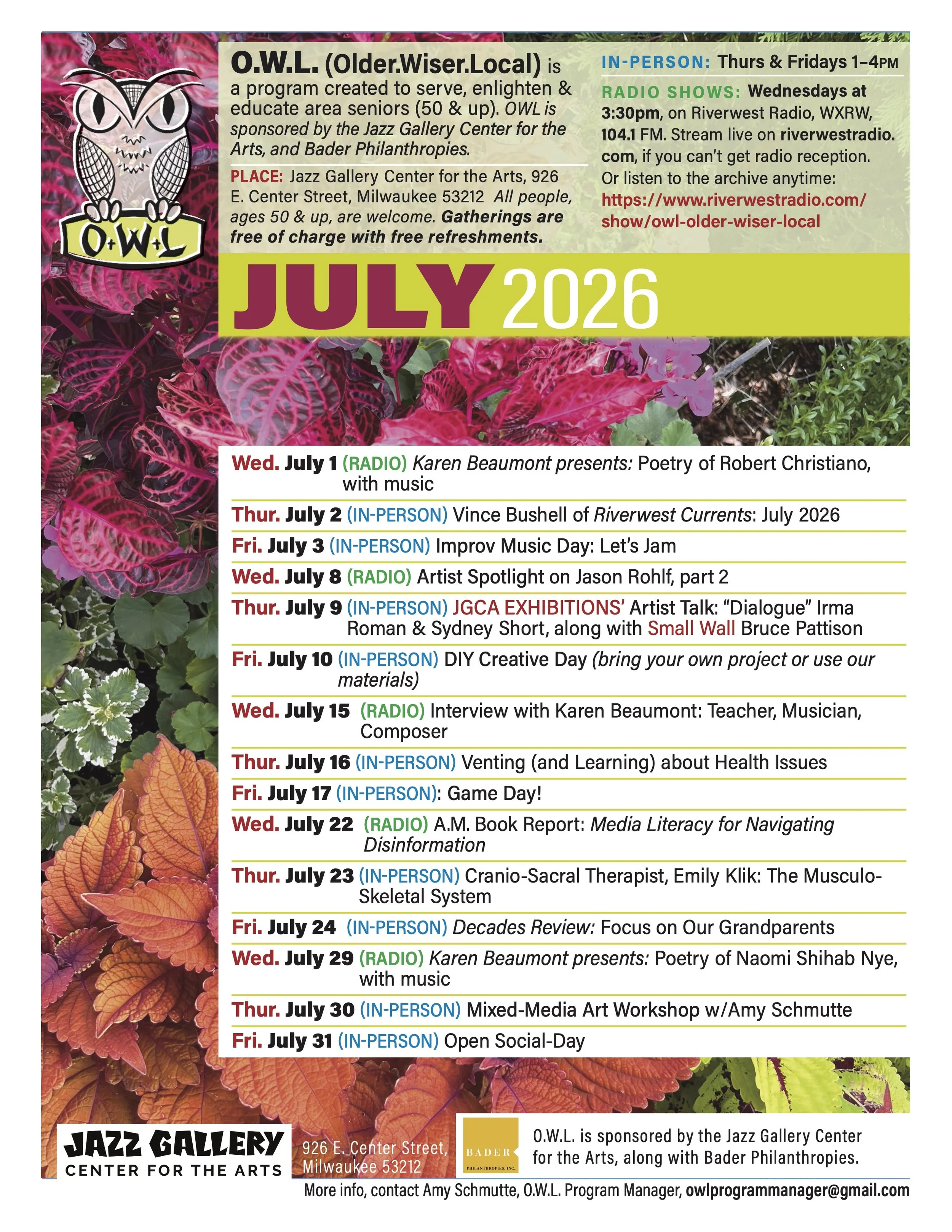  OWL July 2026 Calendar