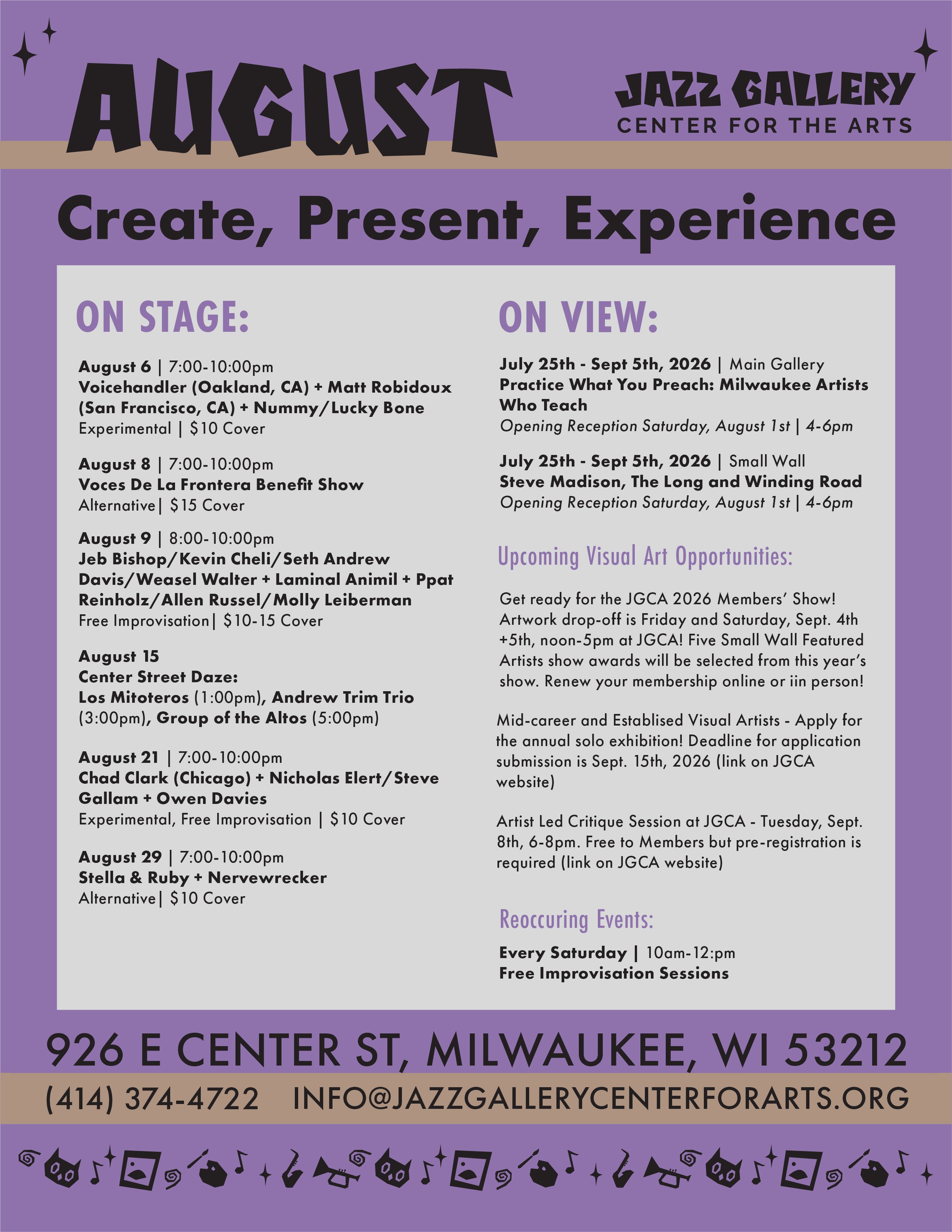 August 2026 Events at the Jazz Gallery