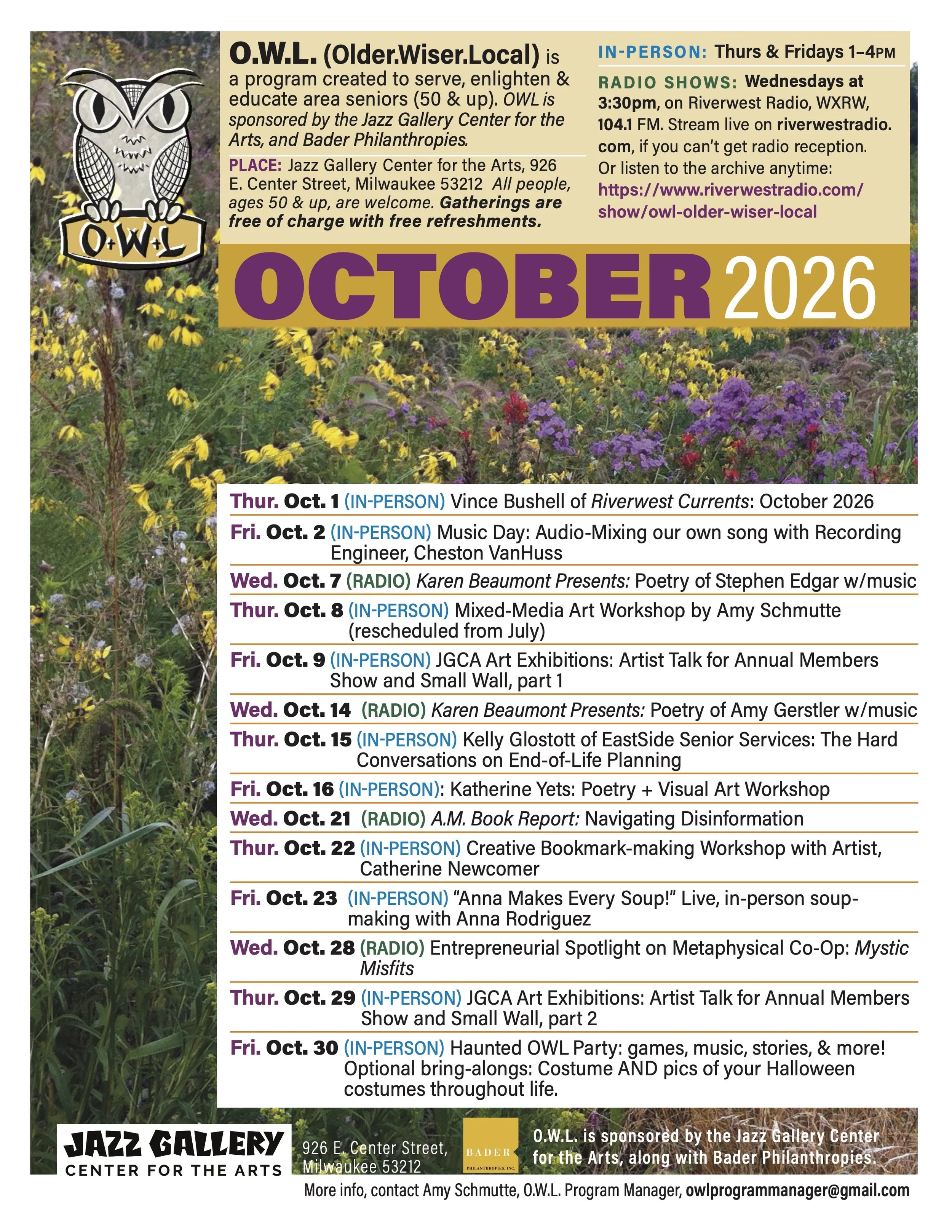  OWL October 2026 Calendar