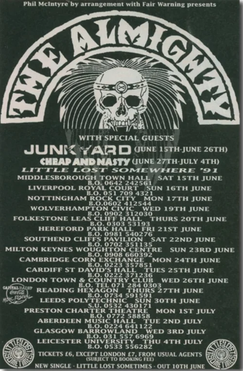On This Day 25/06/1991 The Almighty — Cardiff Live