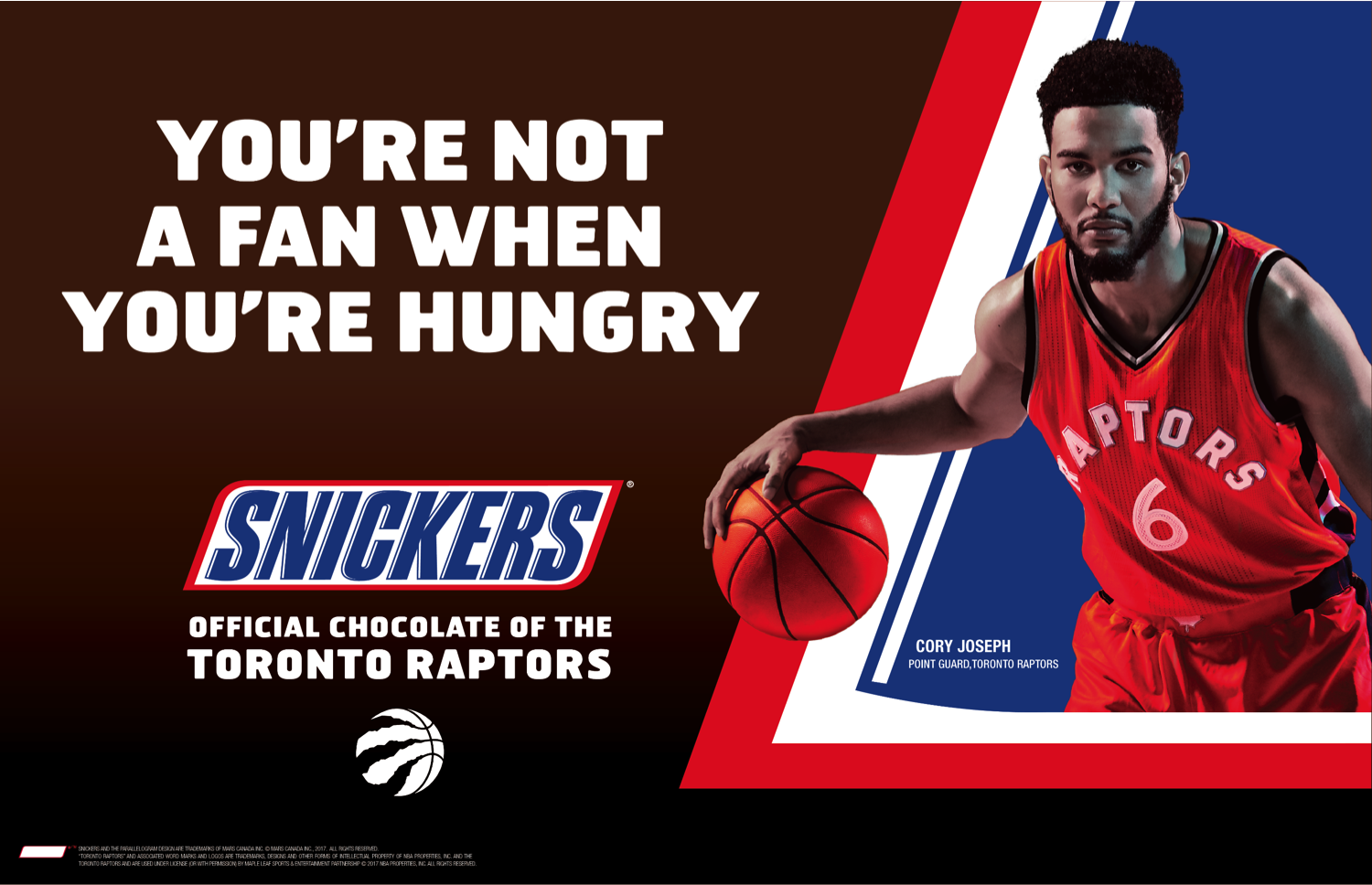Snickers in-store creative featuring former Toronto Raptors player Cory Joseph (2017)
