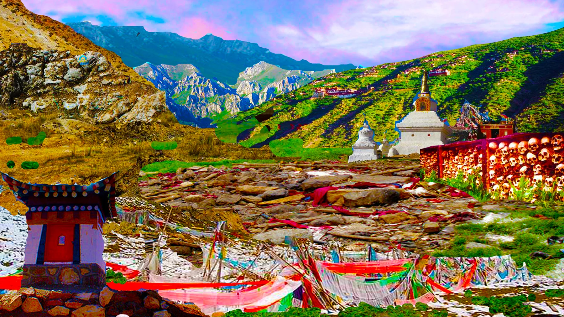 - Tianzangtai (Celestial Burial Platform): Celestial burial is a kind of mysterious religious ceremony, the Tibetan people think that, letting vultures eat one’s own body is a kind of process to let the soul return to nature. In the movie, the design of the celestial burial follows strict religious customs.