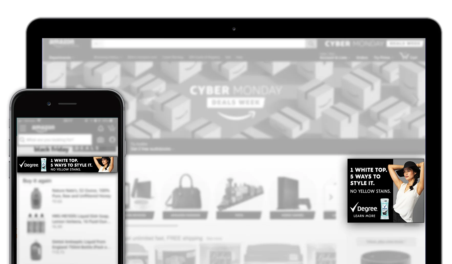 Above-the-fold media take over on Amazon.com, White Top Version