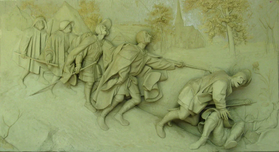 The finished clay sculpture, prior to casting and patination.