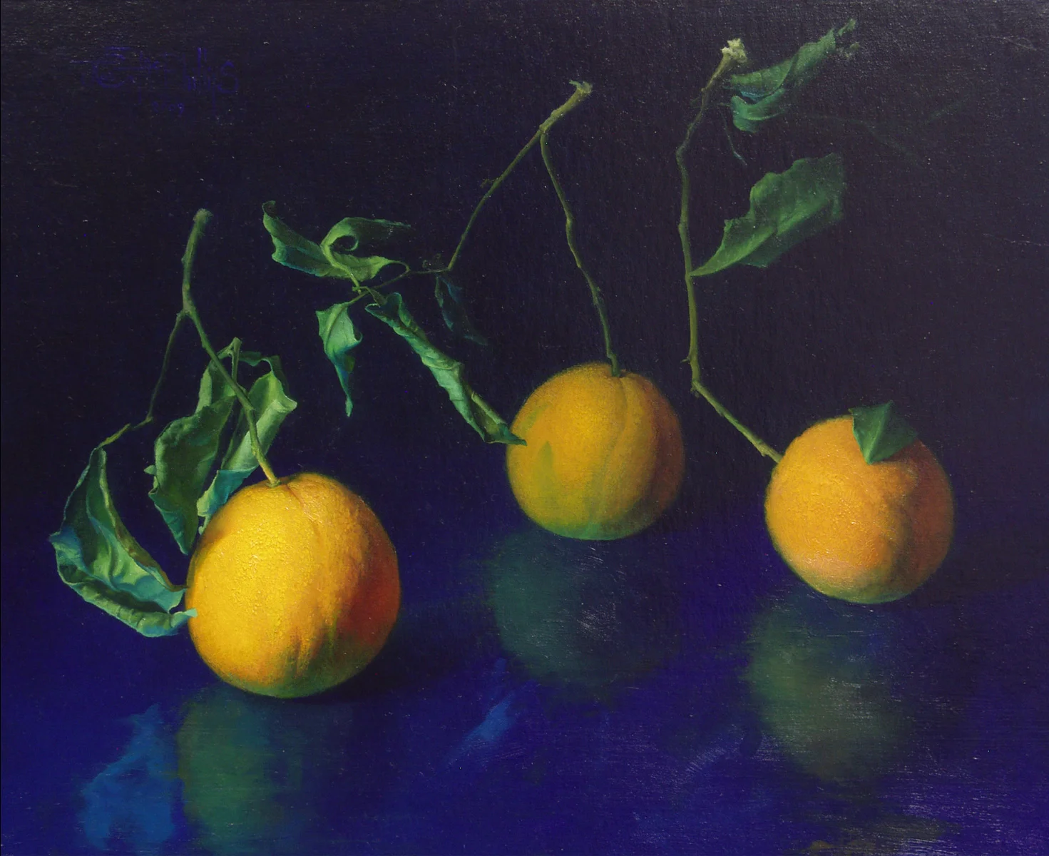 Three Oranges on a Field of Blue