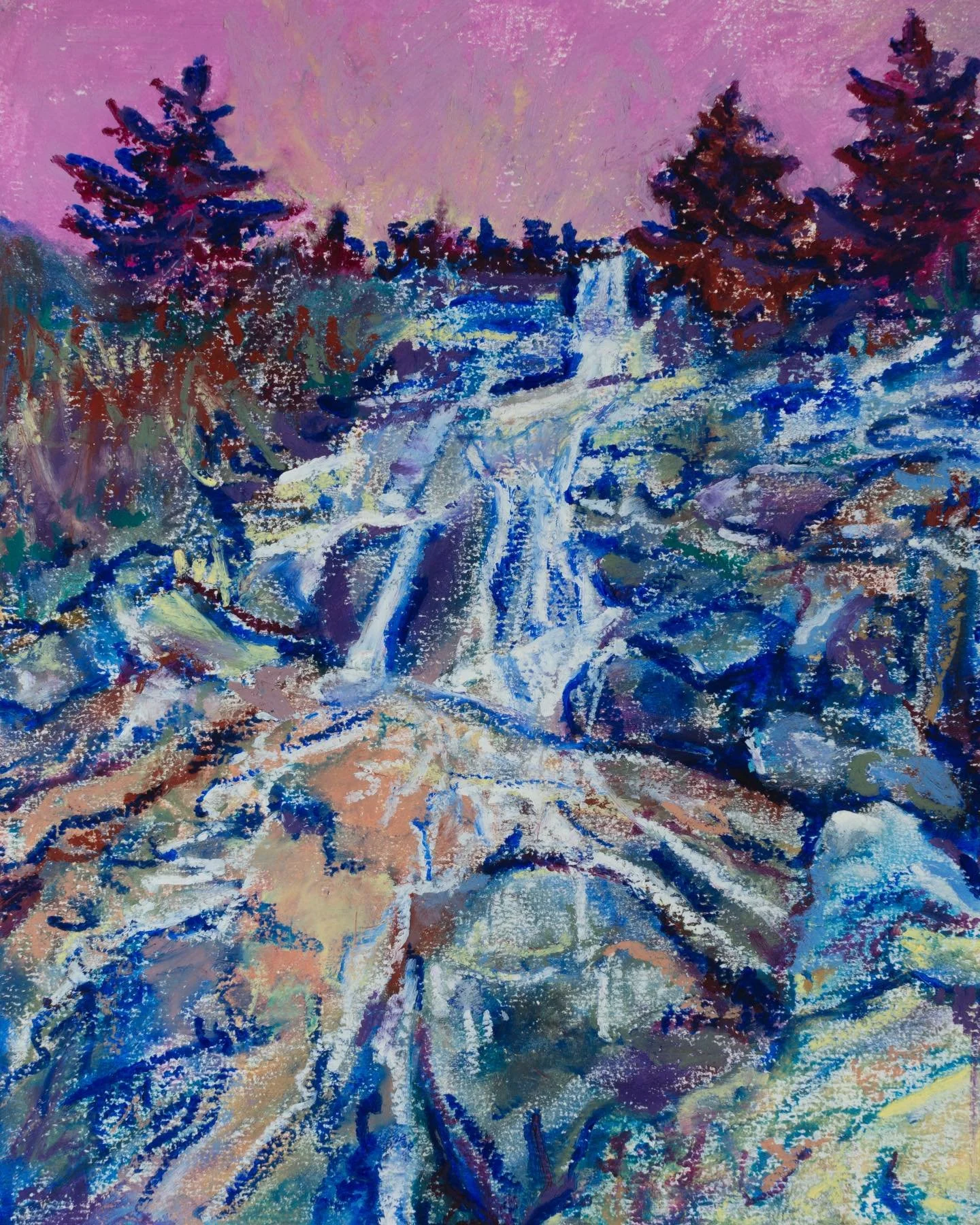 Upper Graveyard Fields Waterfall Study - oil pastel 

#ncwaterfalls #blueridgeparkway #graveyardfields