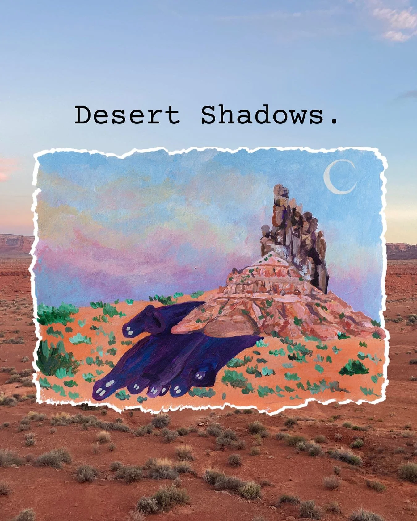 The desert at dusk is a magical place. Long shadows cast from the setting sun can trick the eye into seeing the spirits that inhabit the towering rocks.

My &ldquo;Desert Shadows&rdquo; print is now restocked for spooky season and available in a larg