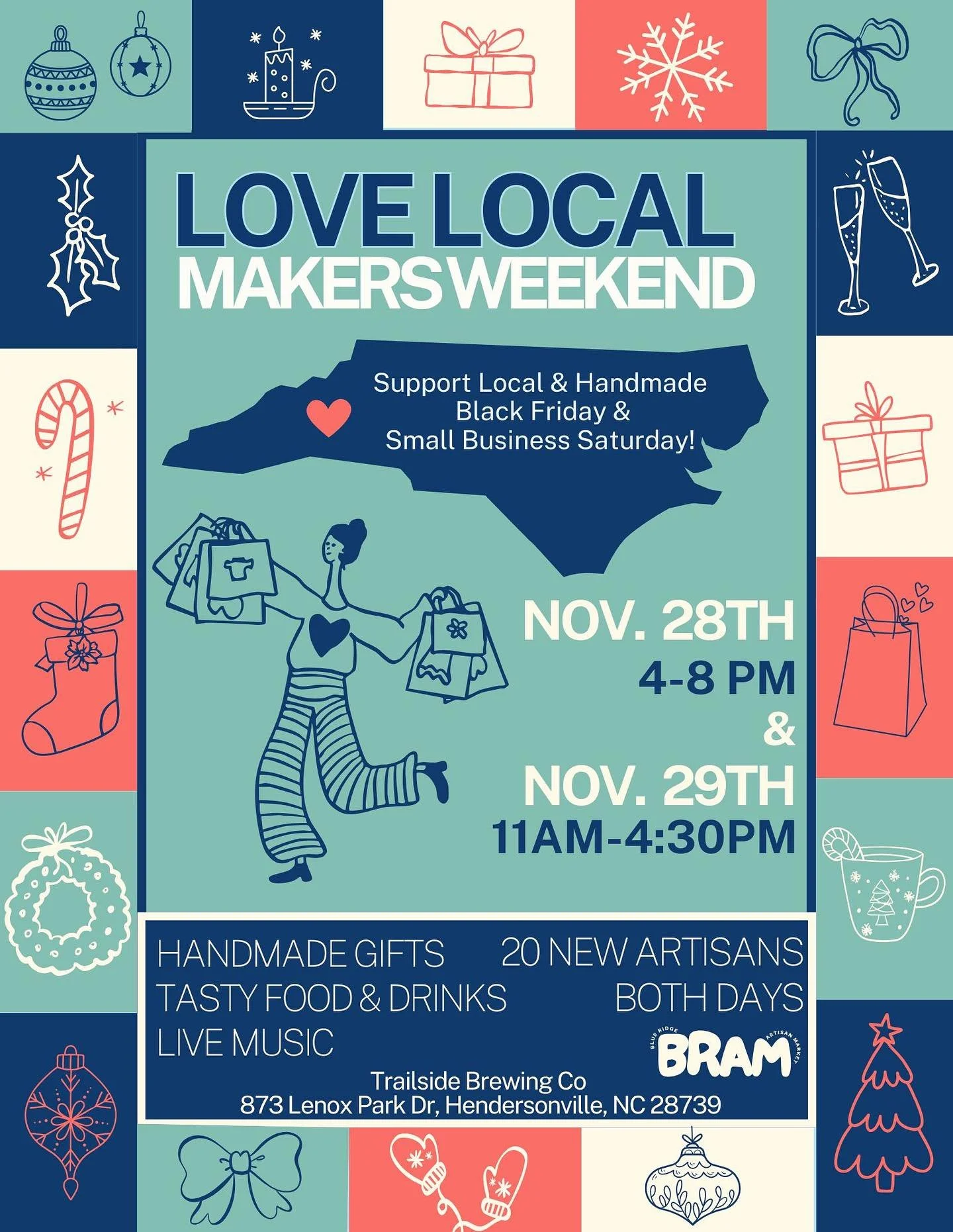 The holiday season is upon us and I&rsquo;ll be back @trailsidebrews later this month to kick it off at the @blue.ridge.artisan.market Love Local Makers Weekend!&nbsp;

I&rsquo;ll be out there for Small Business Saturday, Nov. 29th from 11AM to 4:30 