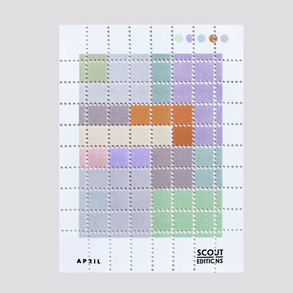 APRIL
&mdash;
This months edition brings a fresh Spring palette. Printed on gummed paper and pin-hole perforated in small batches. Find the full edit on our Monthly Post page.
✉️
#Scout_Post