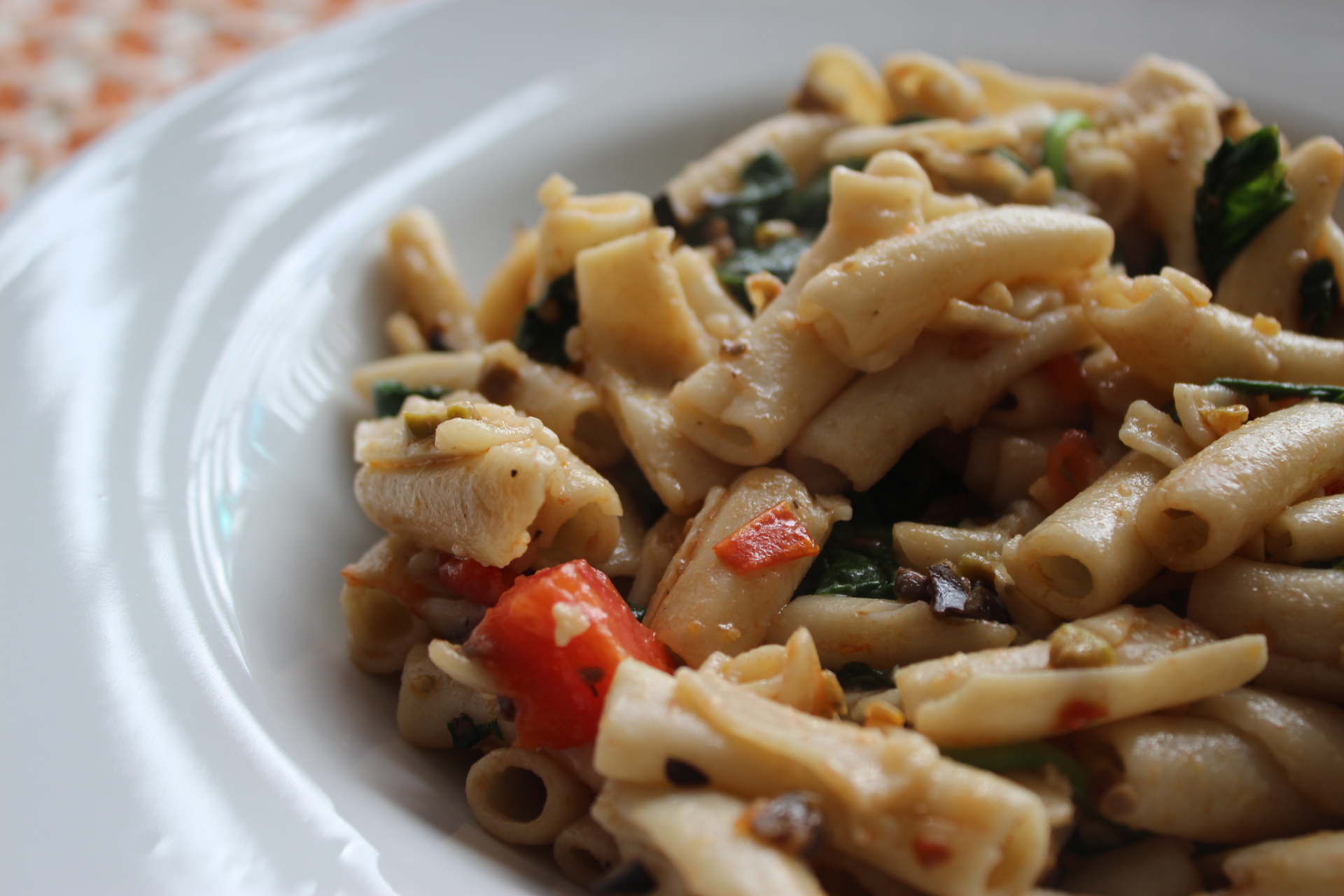 penne with peppers spinach and mushrooms.JPG