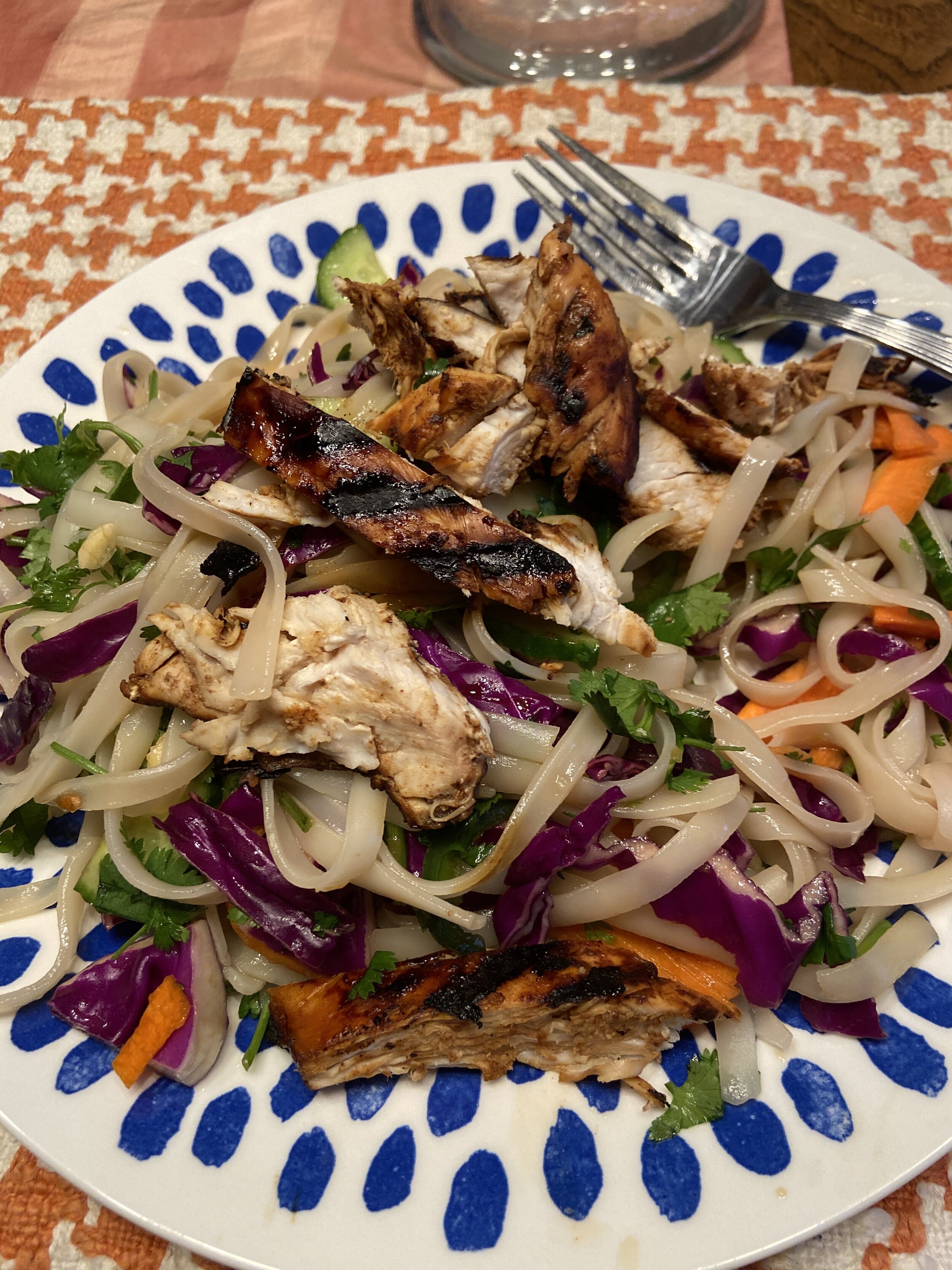 Asian Rice Noodle Salad with grilled chx jalapenos fresh herbs.JPG