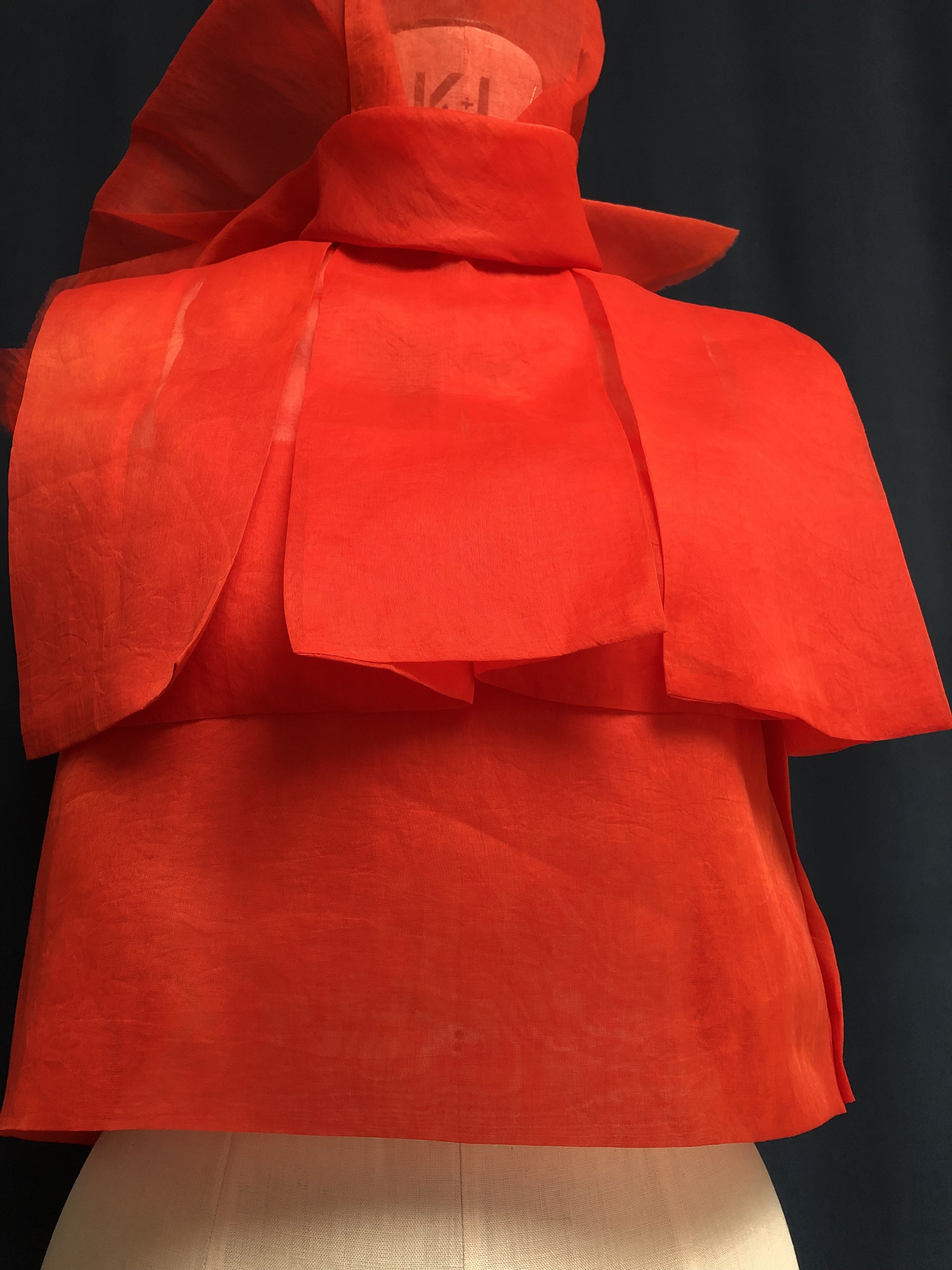 Cotton Organdie baged out inverted box pleats