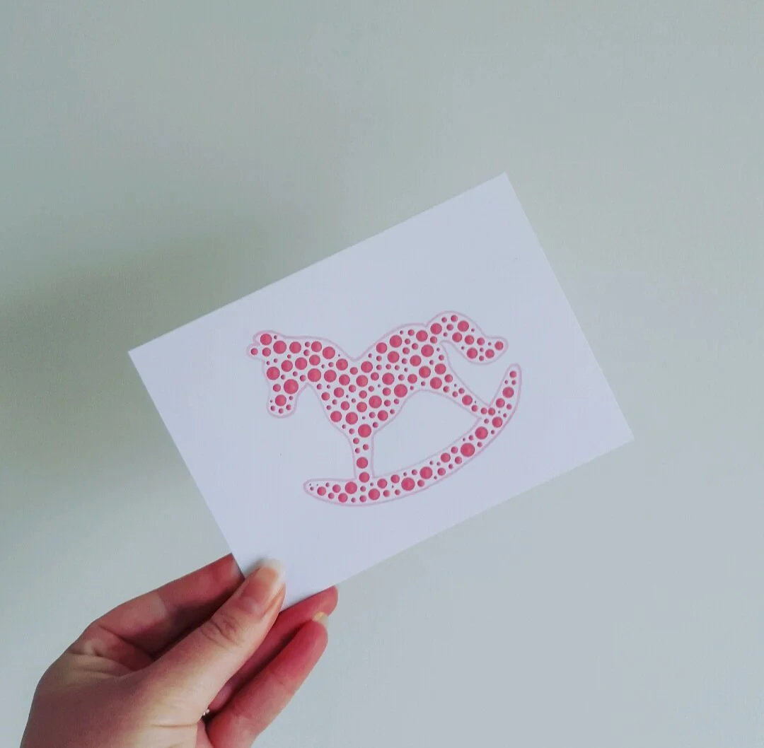 PINK ROCKING HORSE CARD