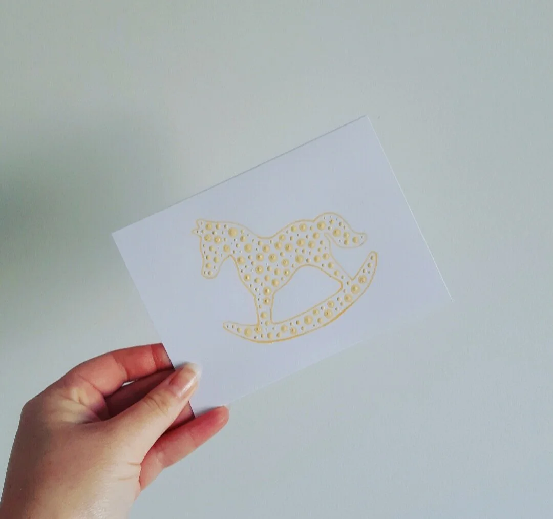 CREAM ROCKING HORSE CARD