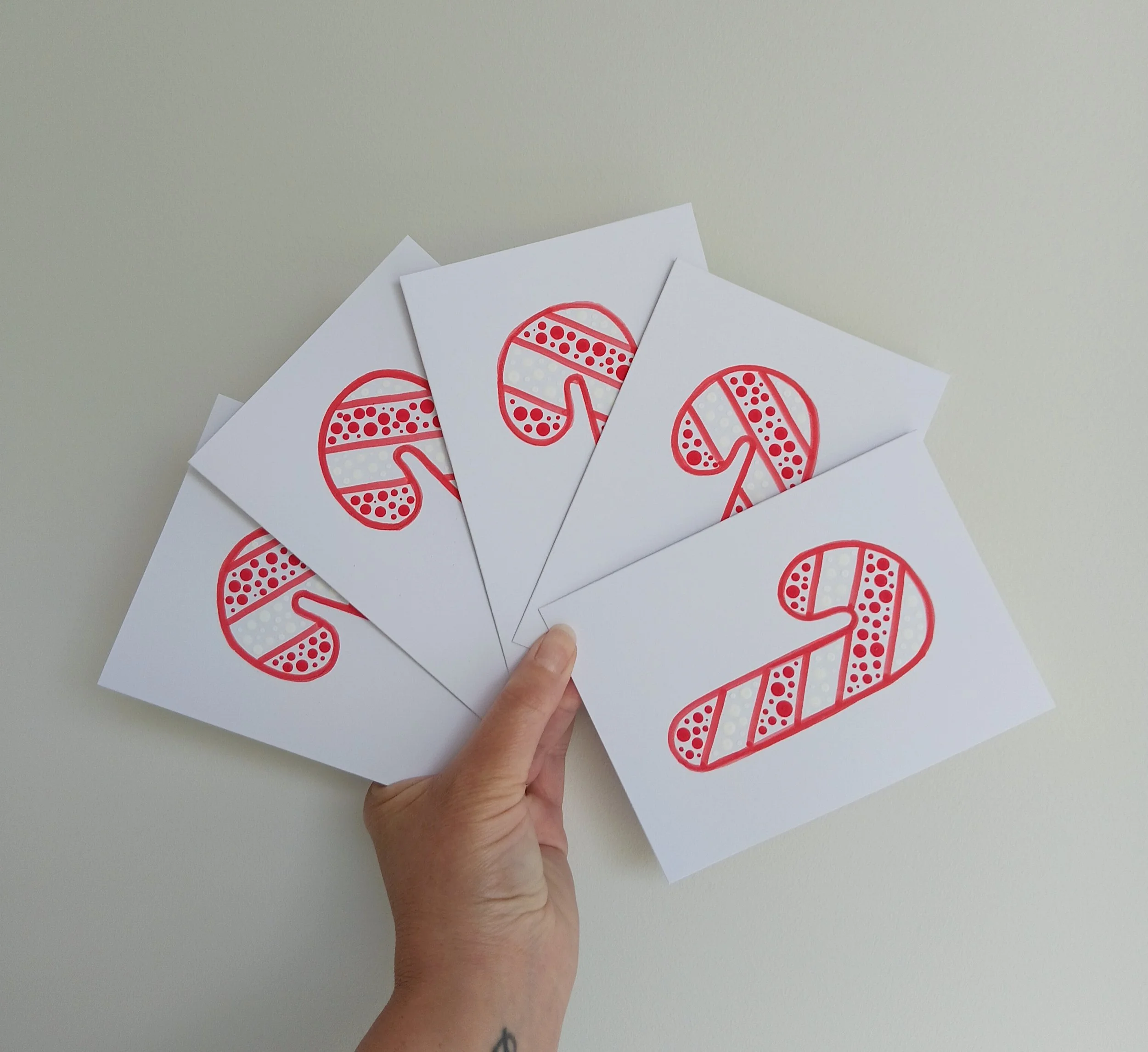 5 x CANDY CANE CARDS