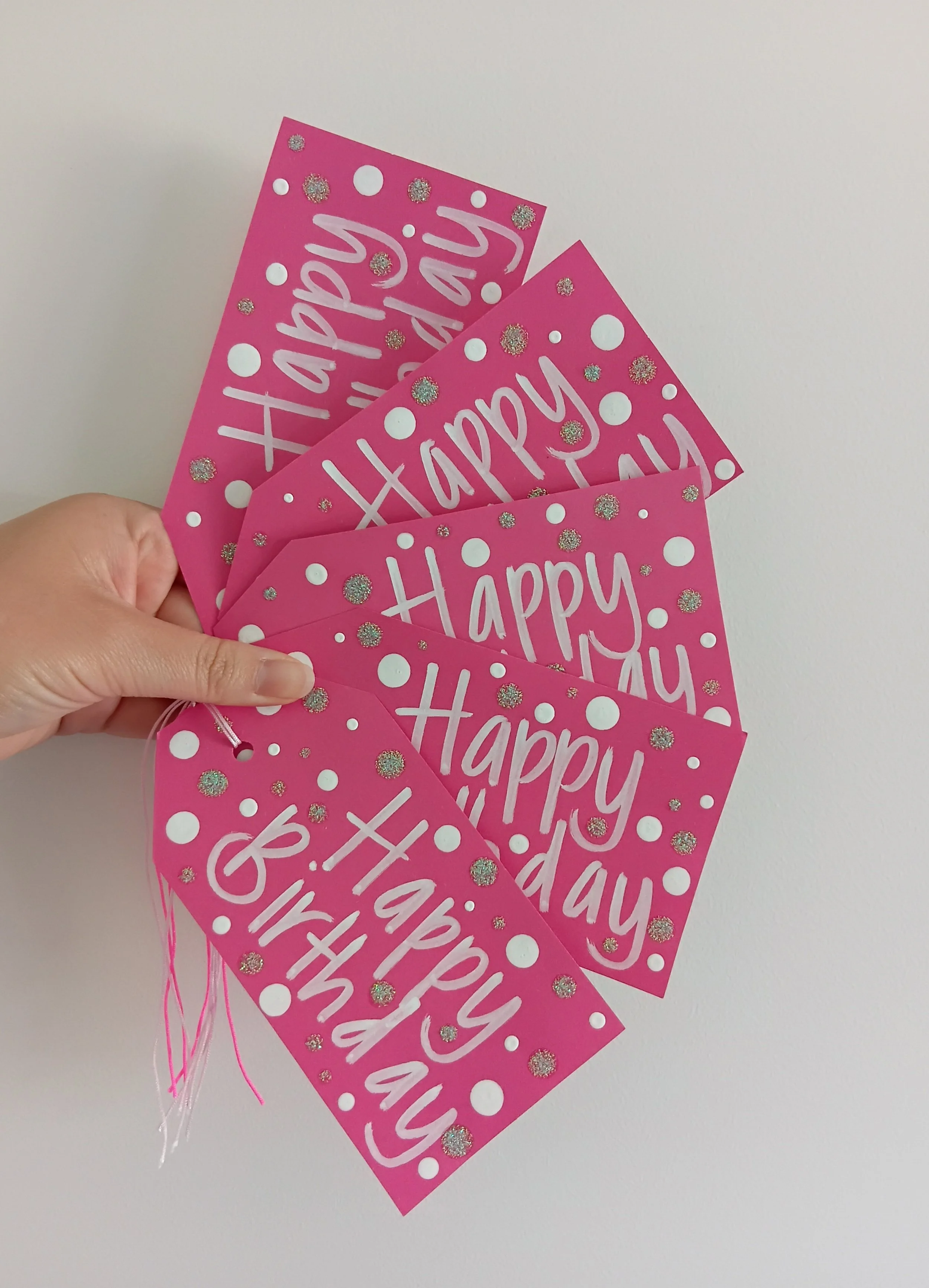 5 x BIRTHDAY TAGS - PINK