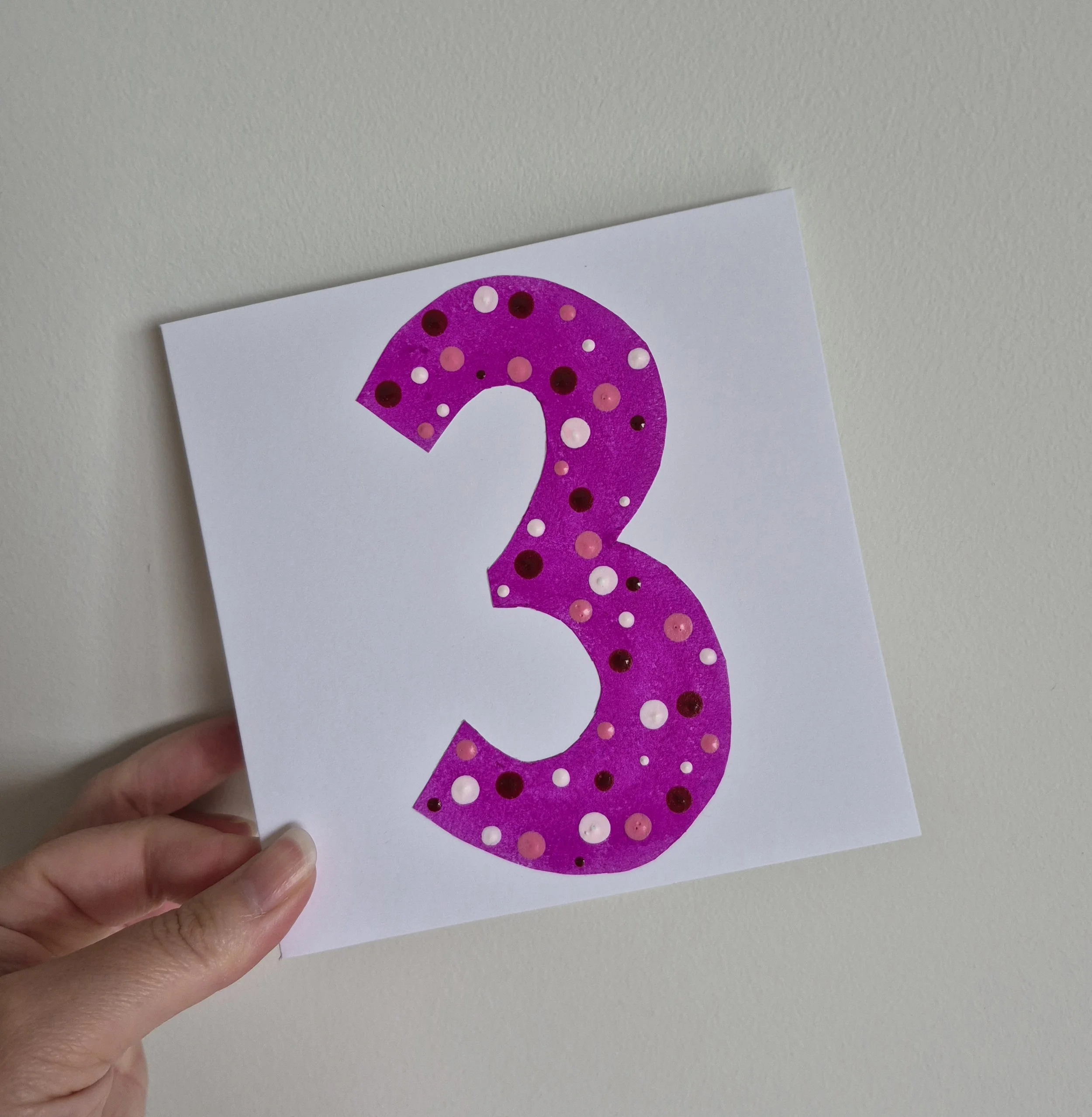 NUMBER CARD 3 - PINK