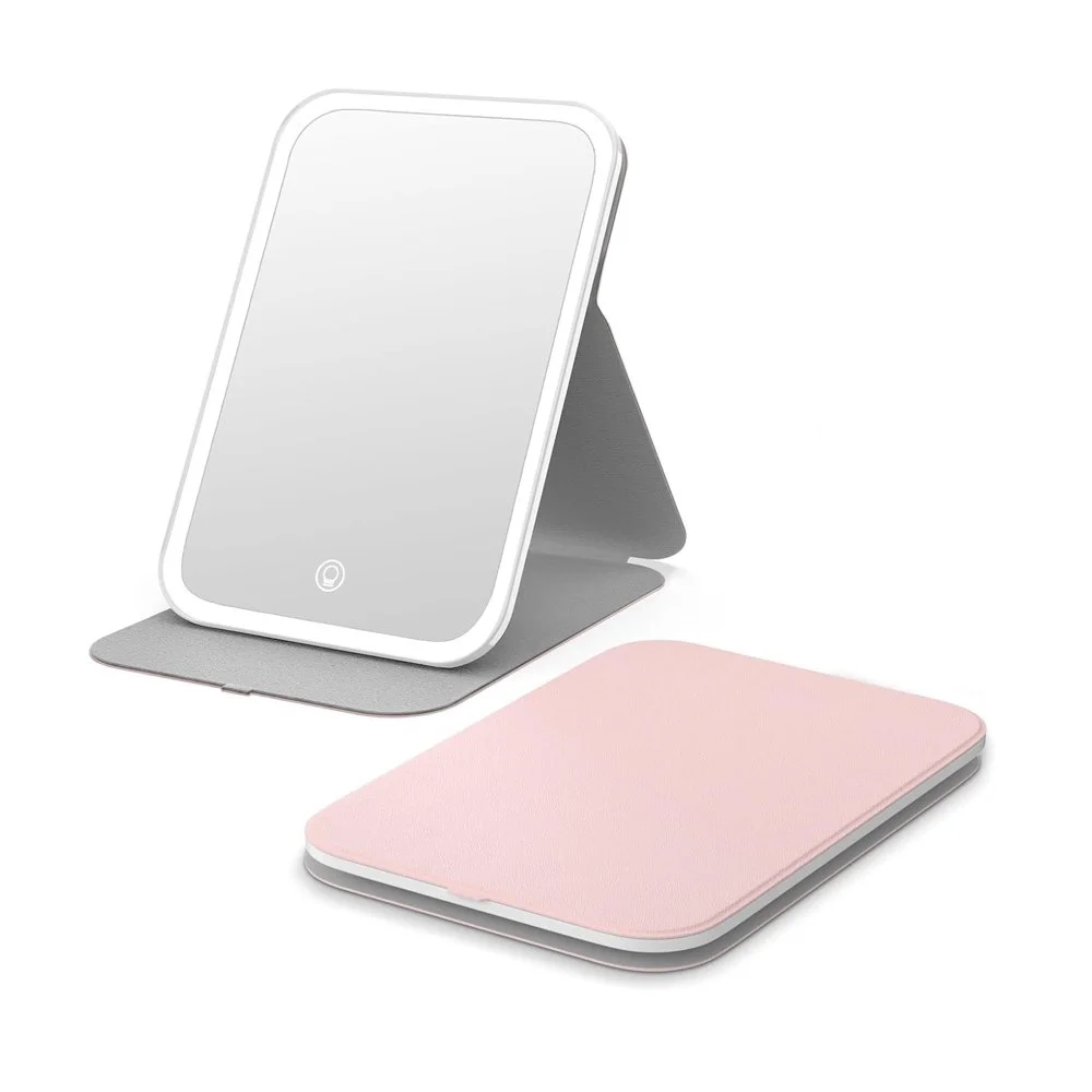 Travel lighted makeup mirror