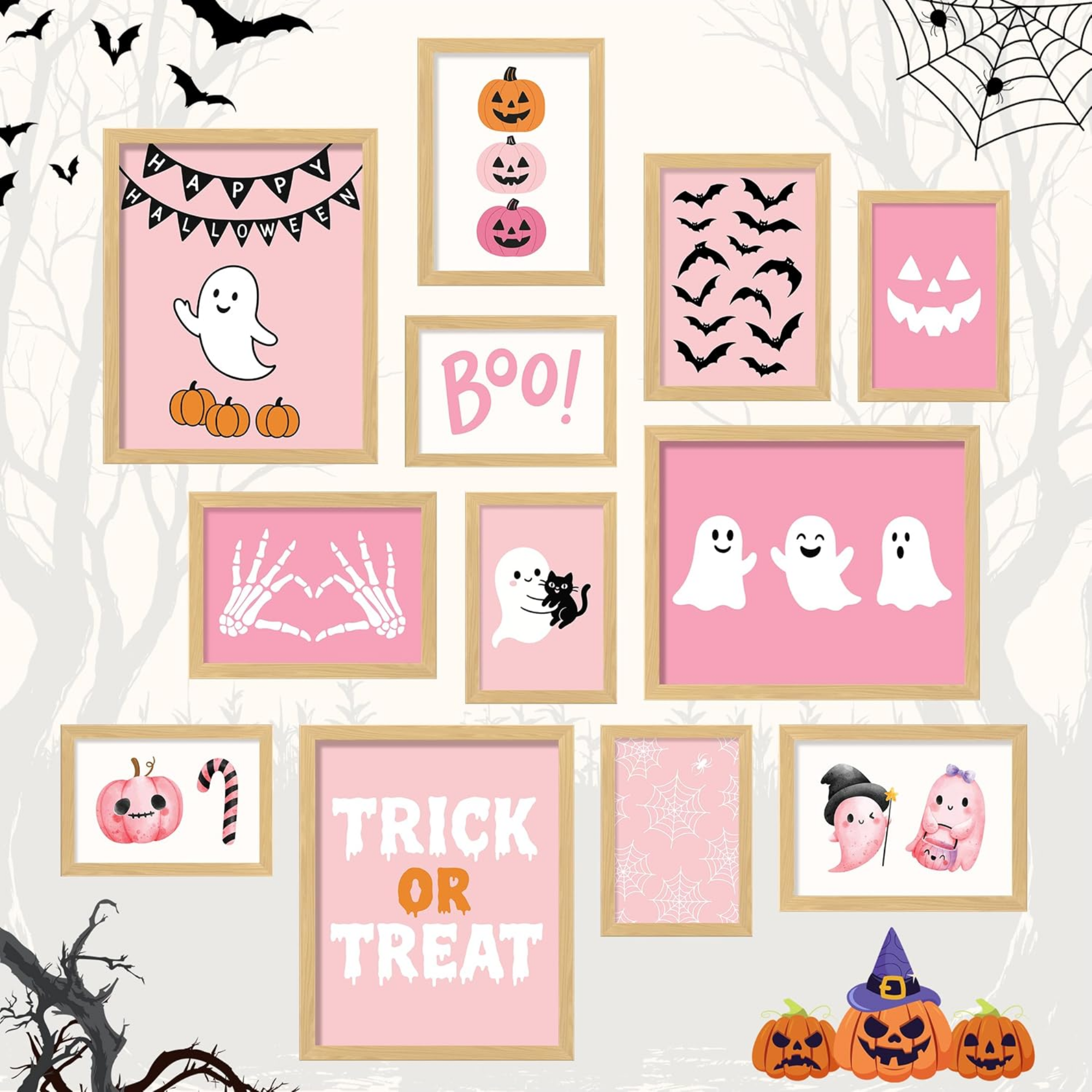 Pink Ghost Halloween Wall Art