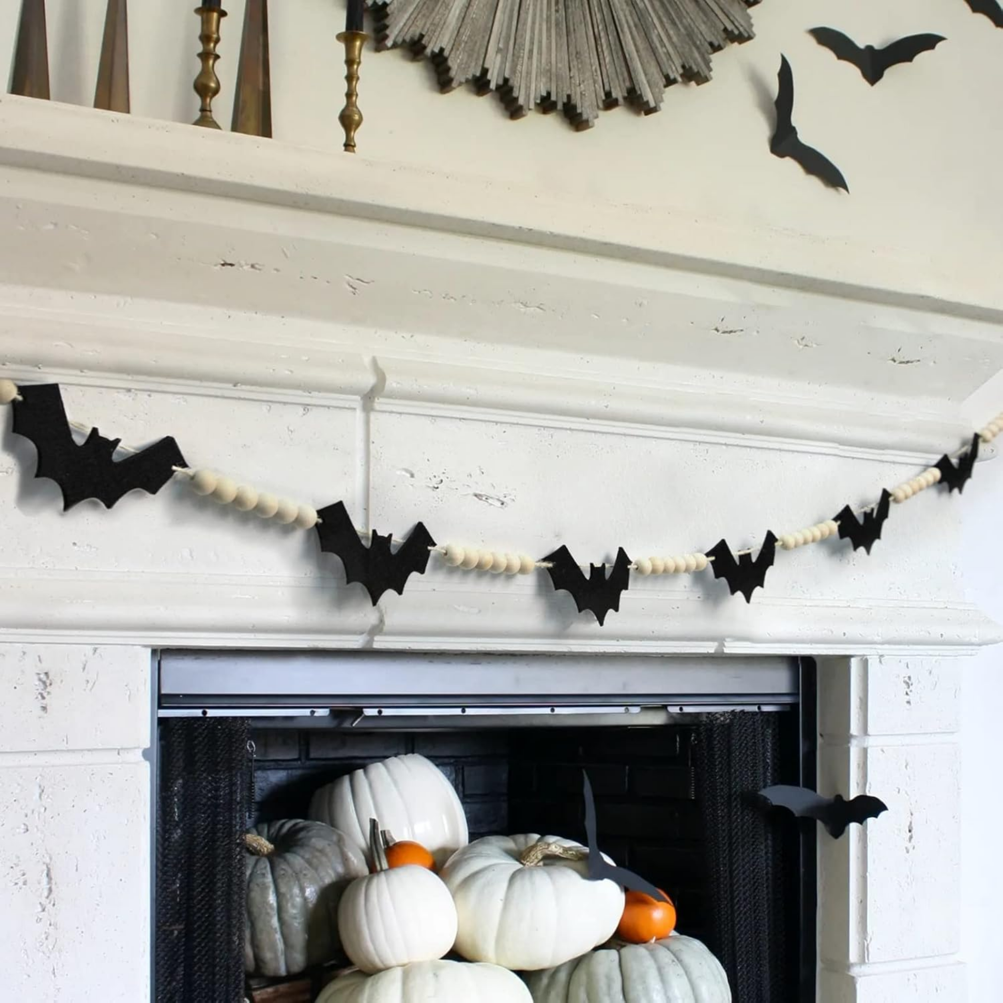 Halloween Wood Felt Bat Garland