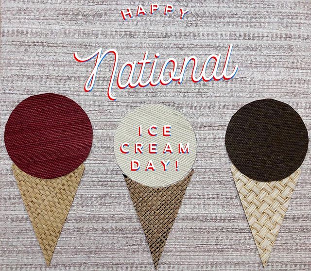 Seems fitting that National Ice Cream Day is on the second hottest day of they year! Headed out for a @benandjerrys chocolate chip cookie dough cone right now!

#notyourgandmaswallpaper #pacificdesignsgrasscloth #pacificdesignswallpaper #grasscloth #