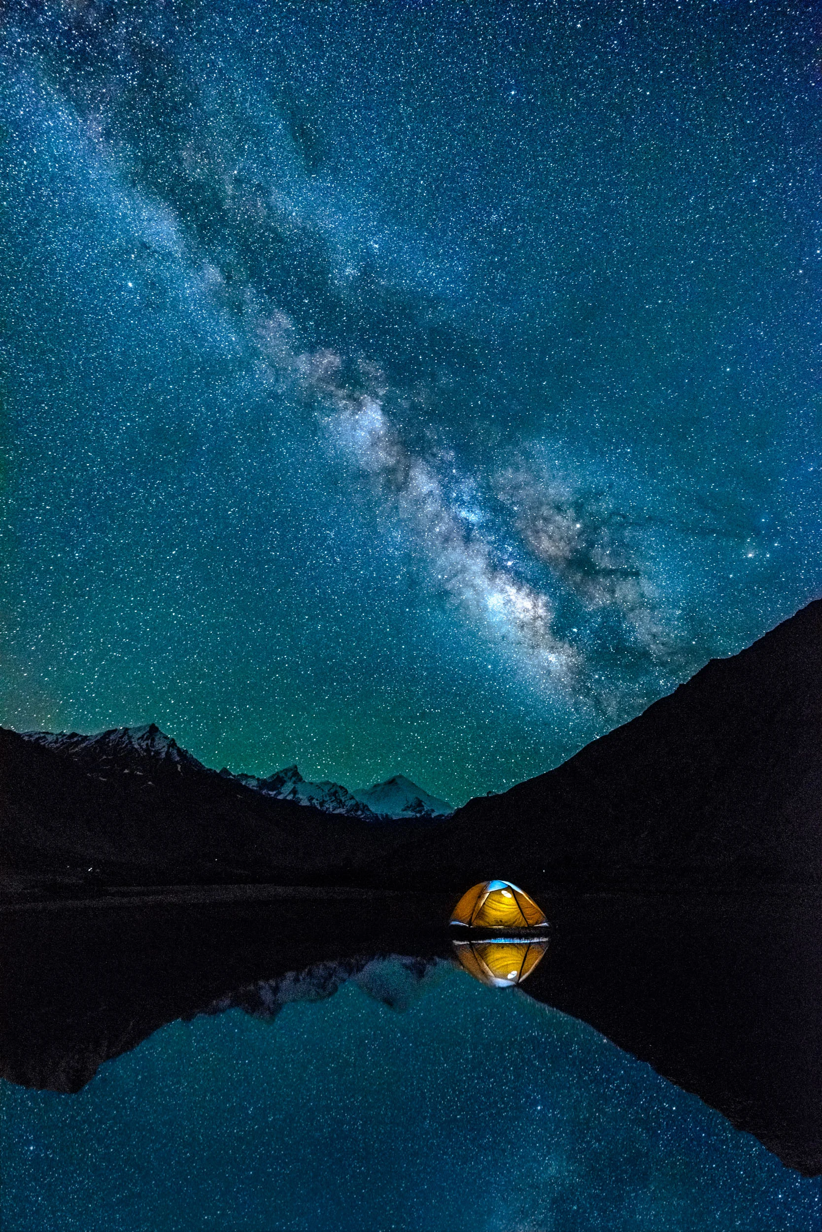 Milkyway Reflections over Mt Nun and Kun in Himalayas