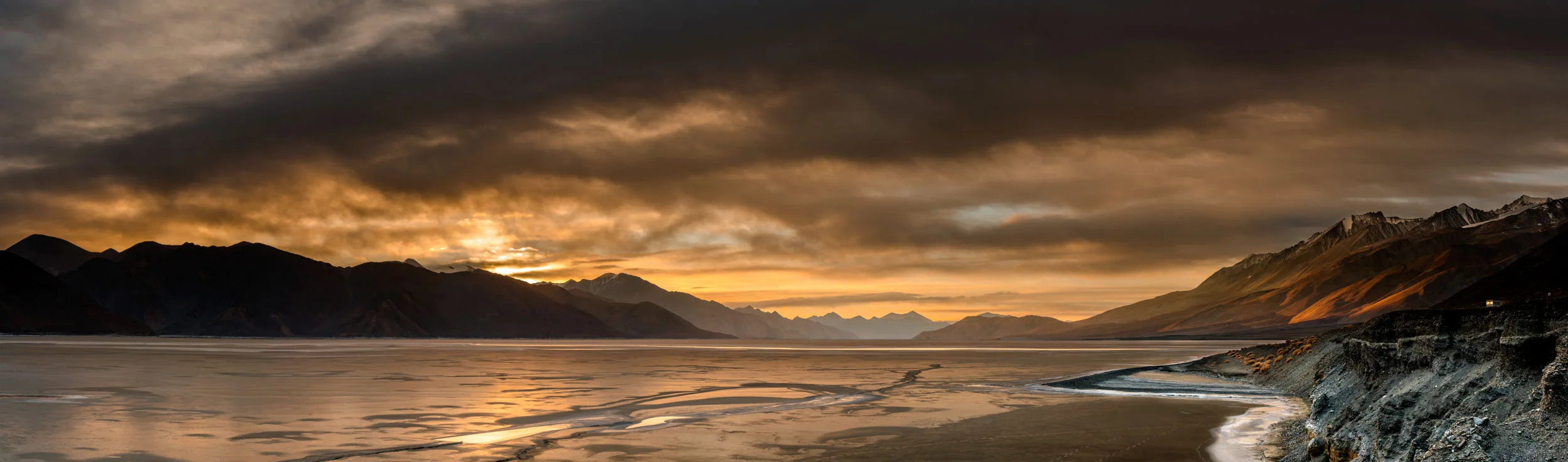 Frozen Panorama at Pangong Tso Lake