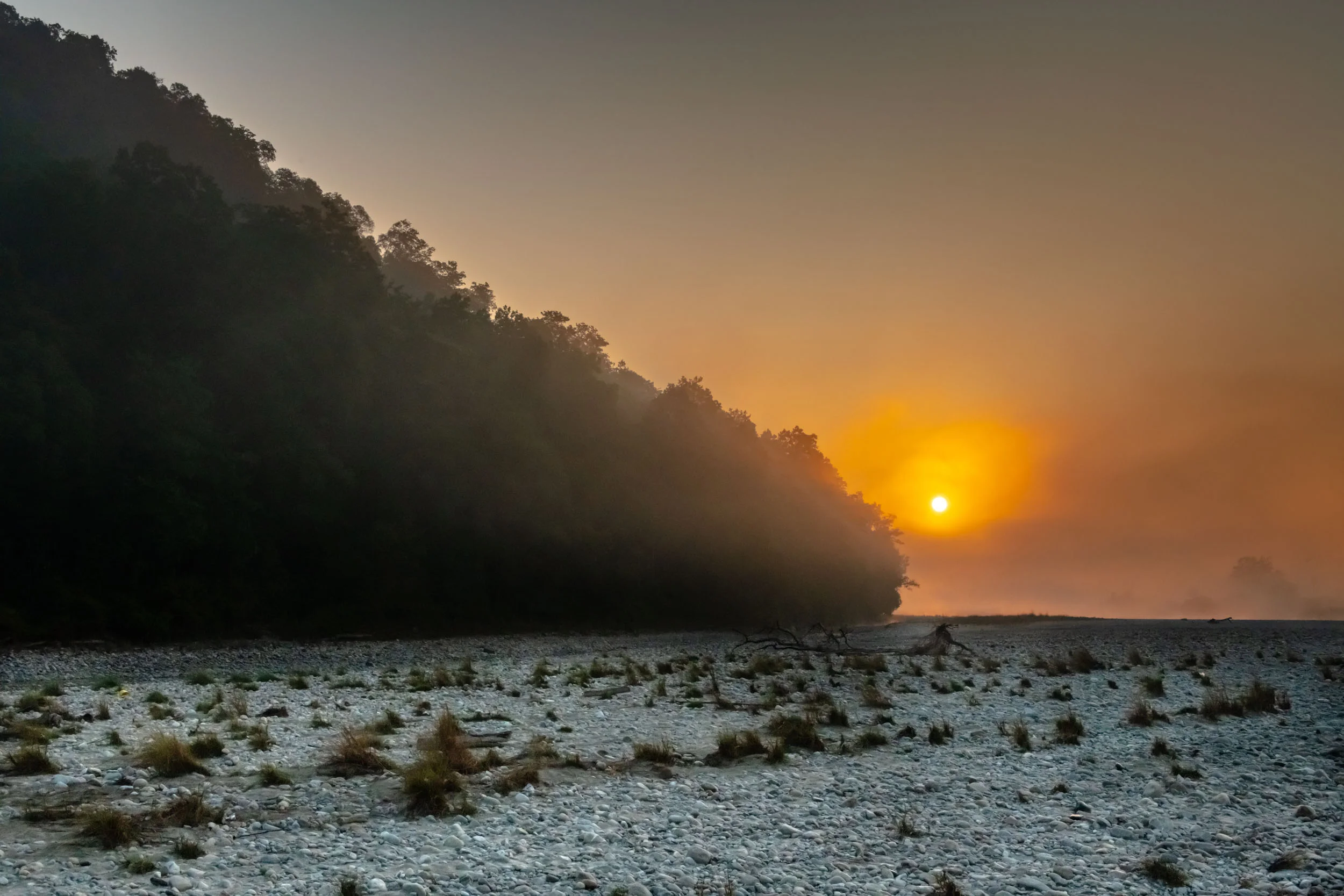 Sunrise on banks of Ramganga river