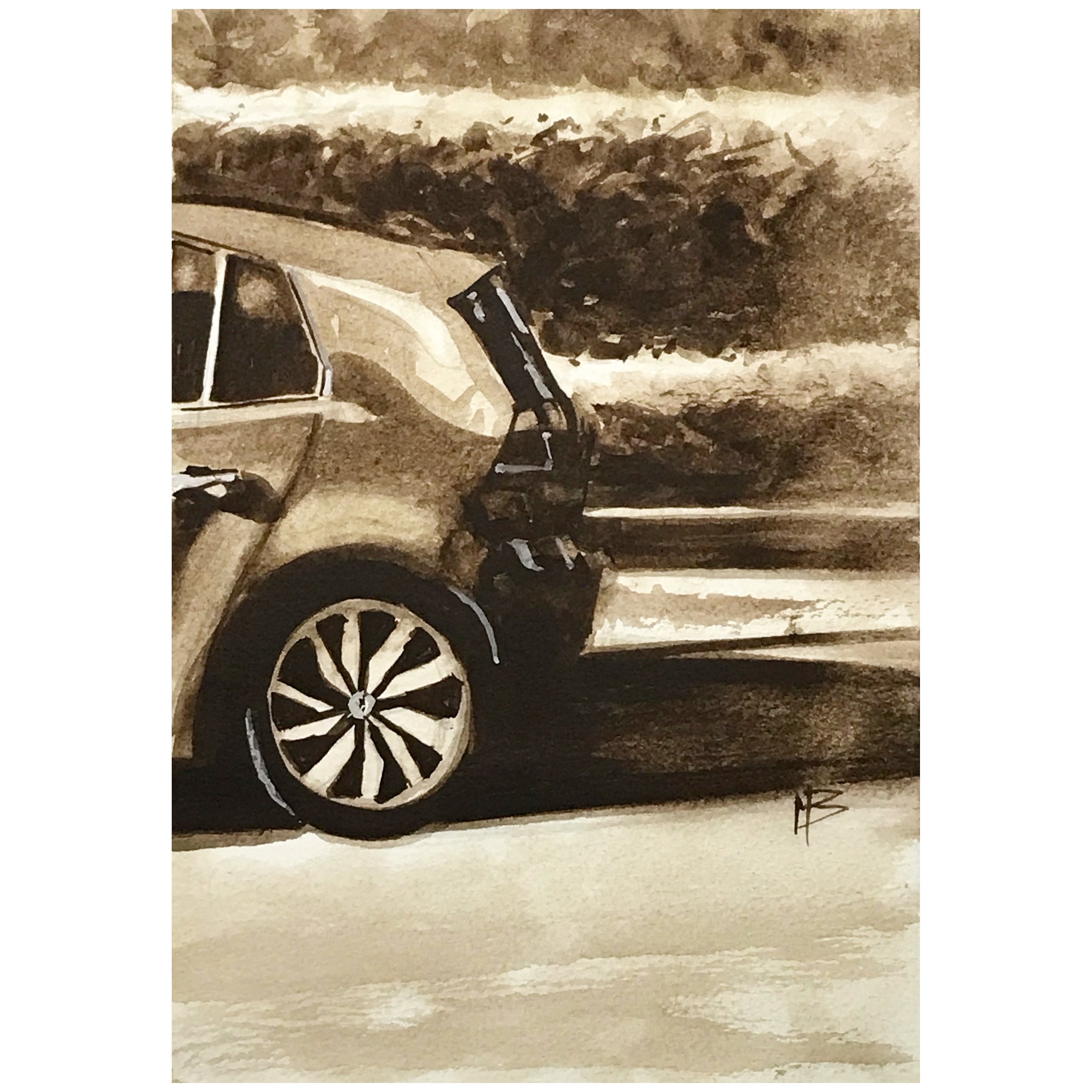 Parked Car / Watercolour and gouache on paper