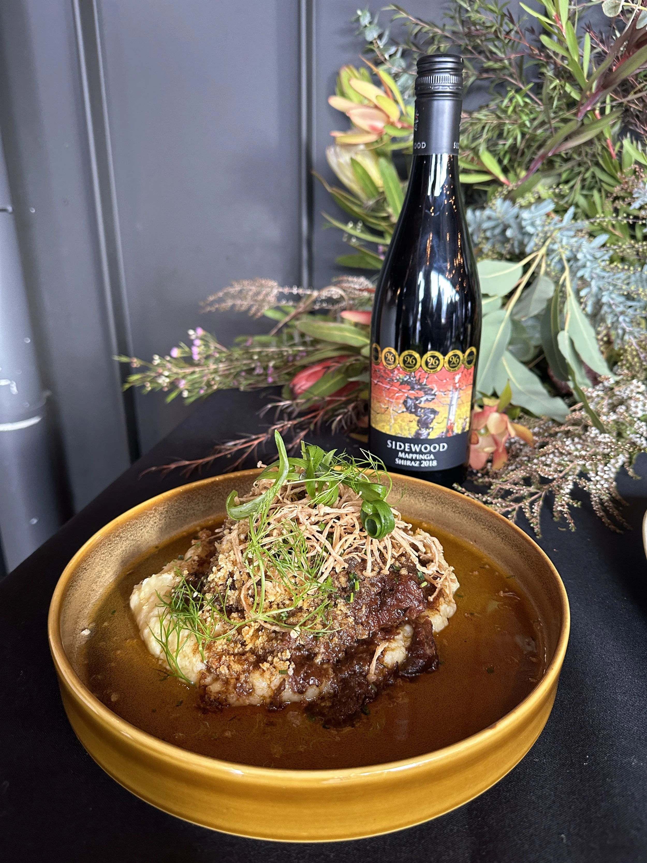 MAIN - 12 hour cooked beef cheek, pommes puree, mushroom medley XO, crispy pecorino