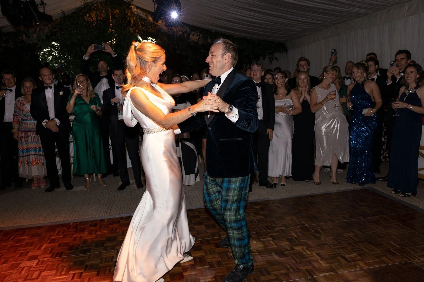 The DJ stepped in, the couple stepped out, and the evening officially began 🪩⁠
⁠
⁠
Planner &amp; styling: @oliveskyevents⁠
Lighting &amp; sound: @pr_live_⁠
Florals: @augustaflorals⁠
Catering: @hibiscusfood⁠
Photography: @lucy_davenport⁠
DJ: @pips_ta