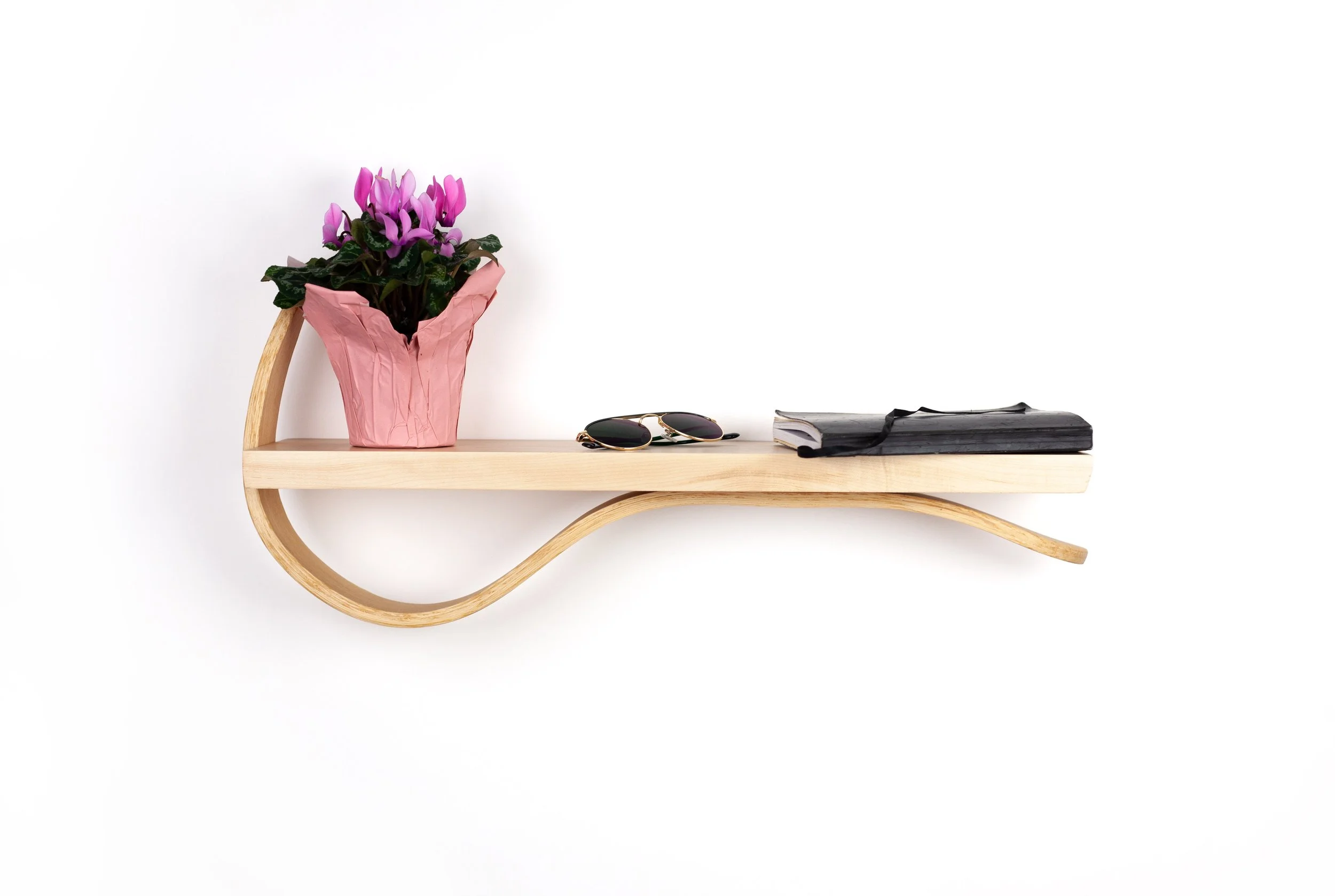 Floating Wall Shelf, maple and ash