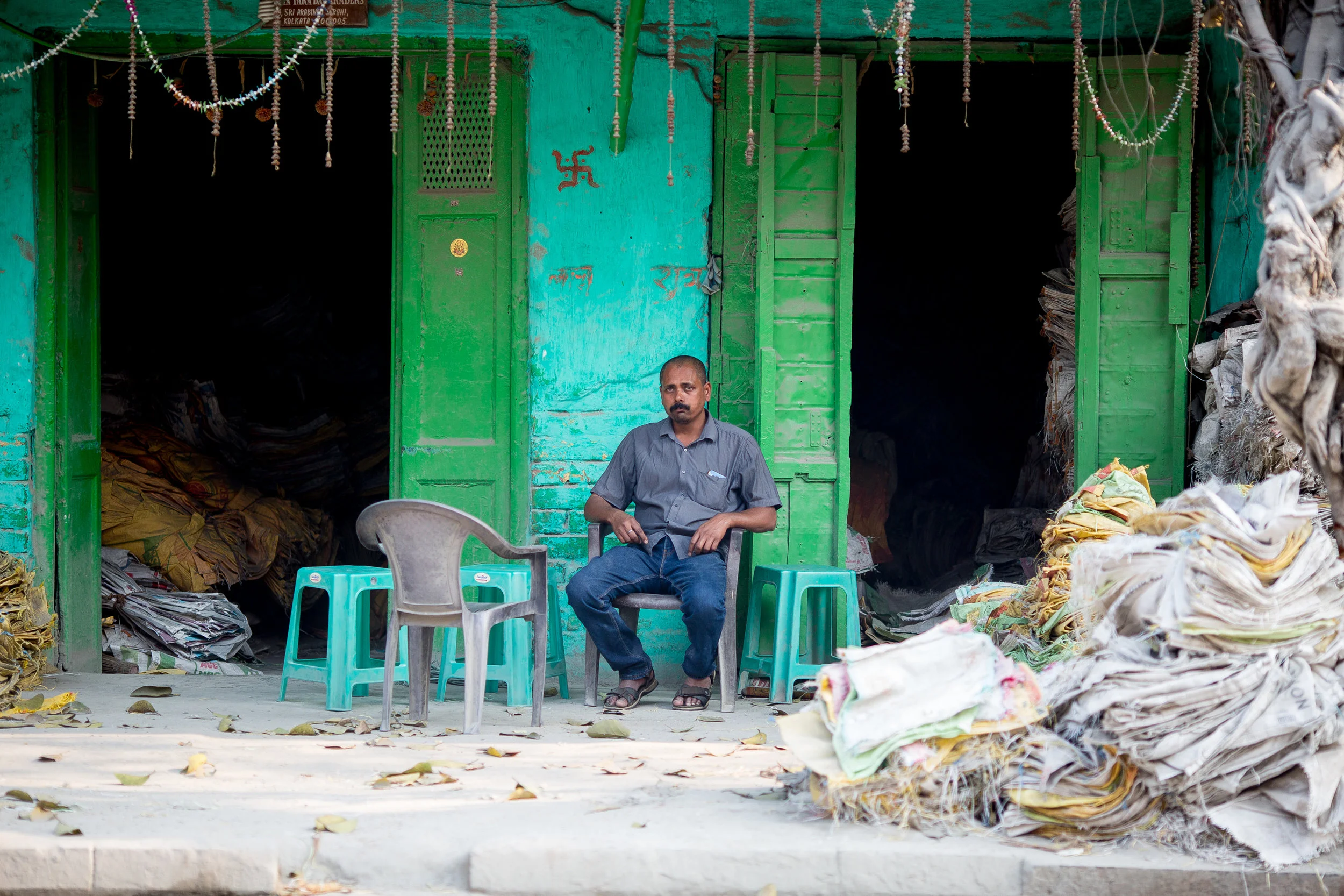 A recycling centre in Kolkata, the colours of India are truly vibrant and evident in this city.