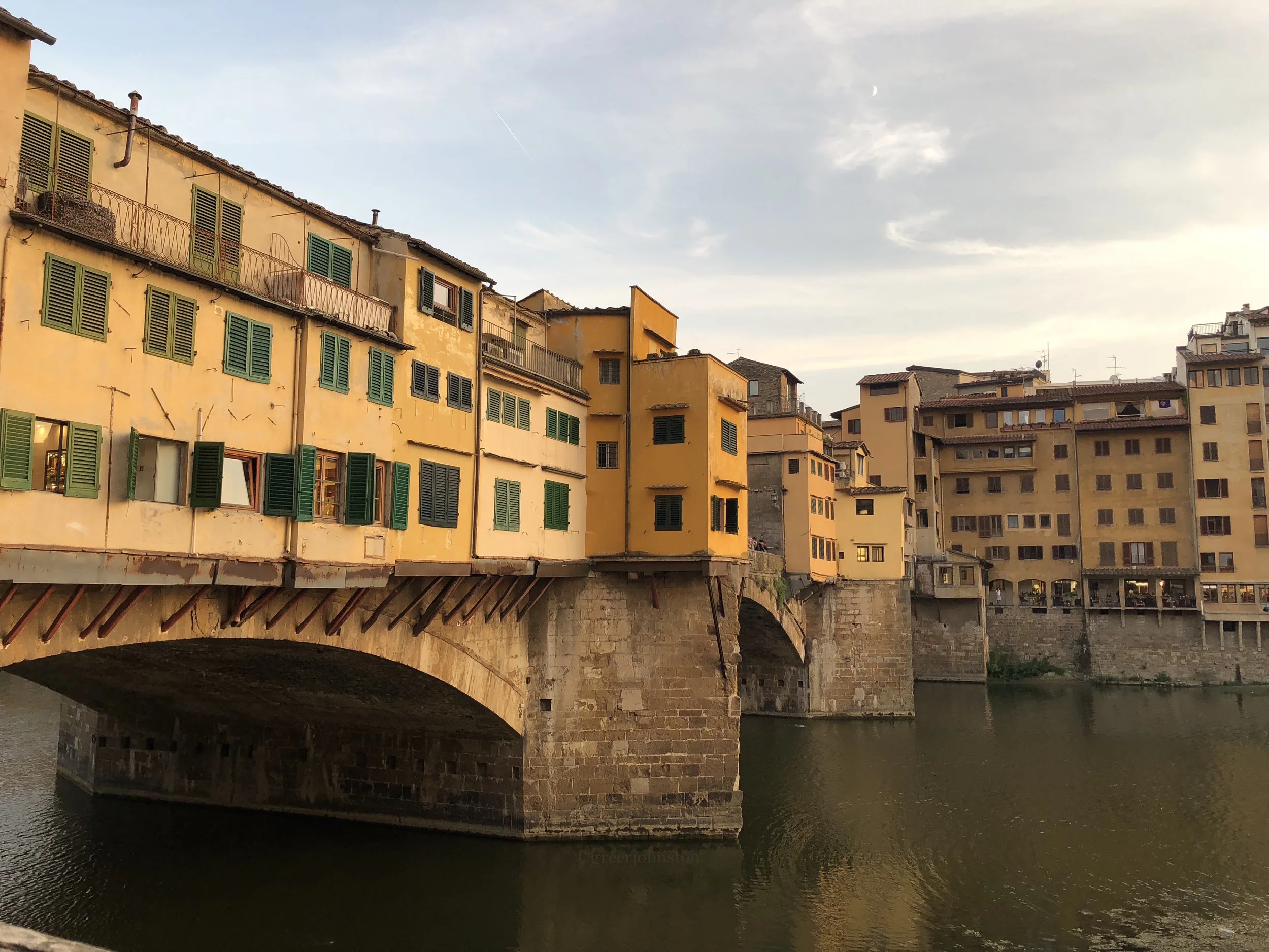 The shops on the Ponte Vecchio, painted gorgeous Tuscan hues
