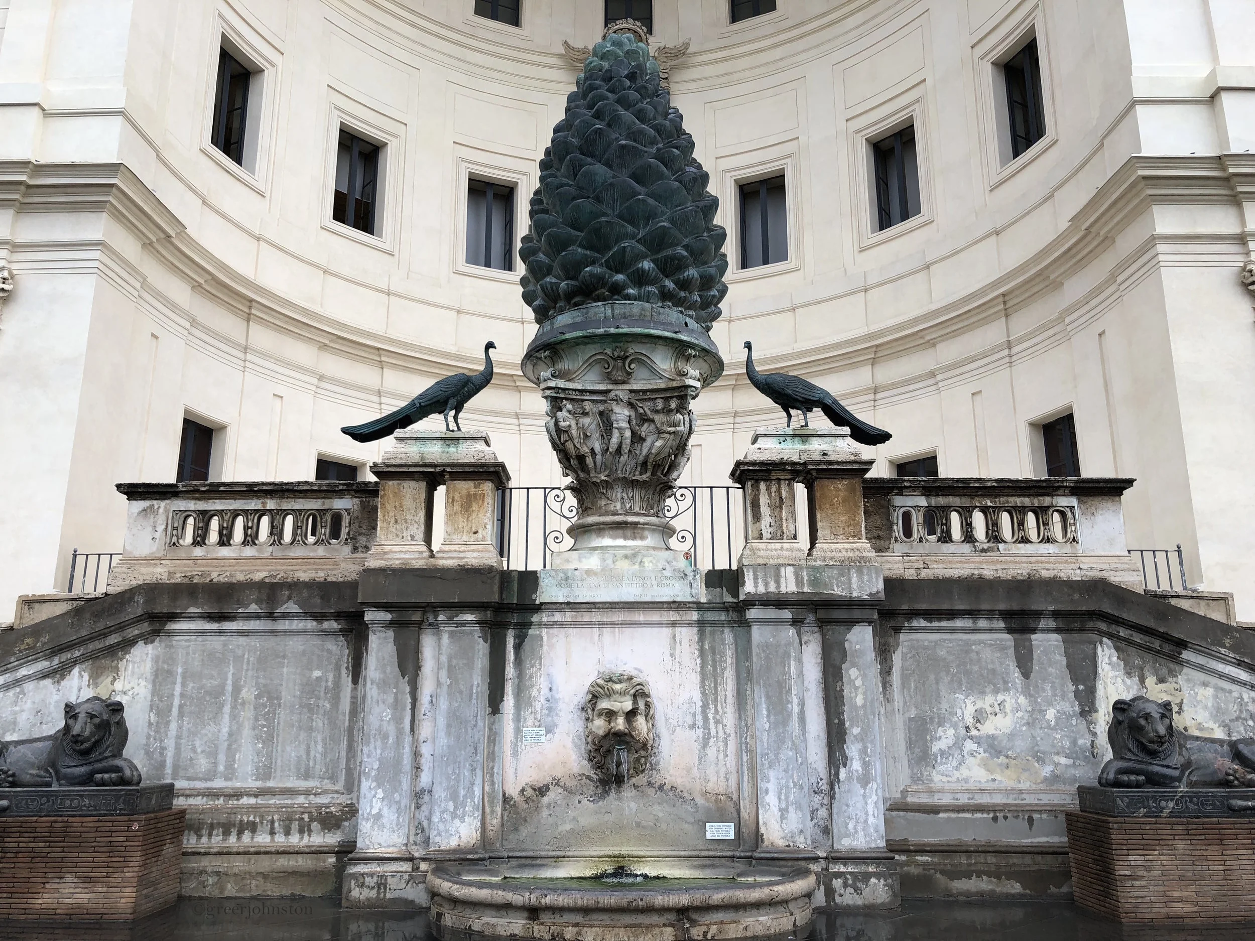 You can find this fountain in the Cortile della Pigna (yes, the Courtyard of the Pinecone) en route to the Sistine Chapel