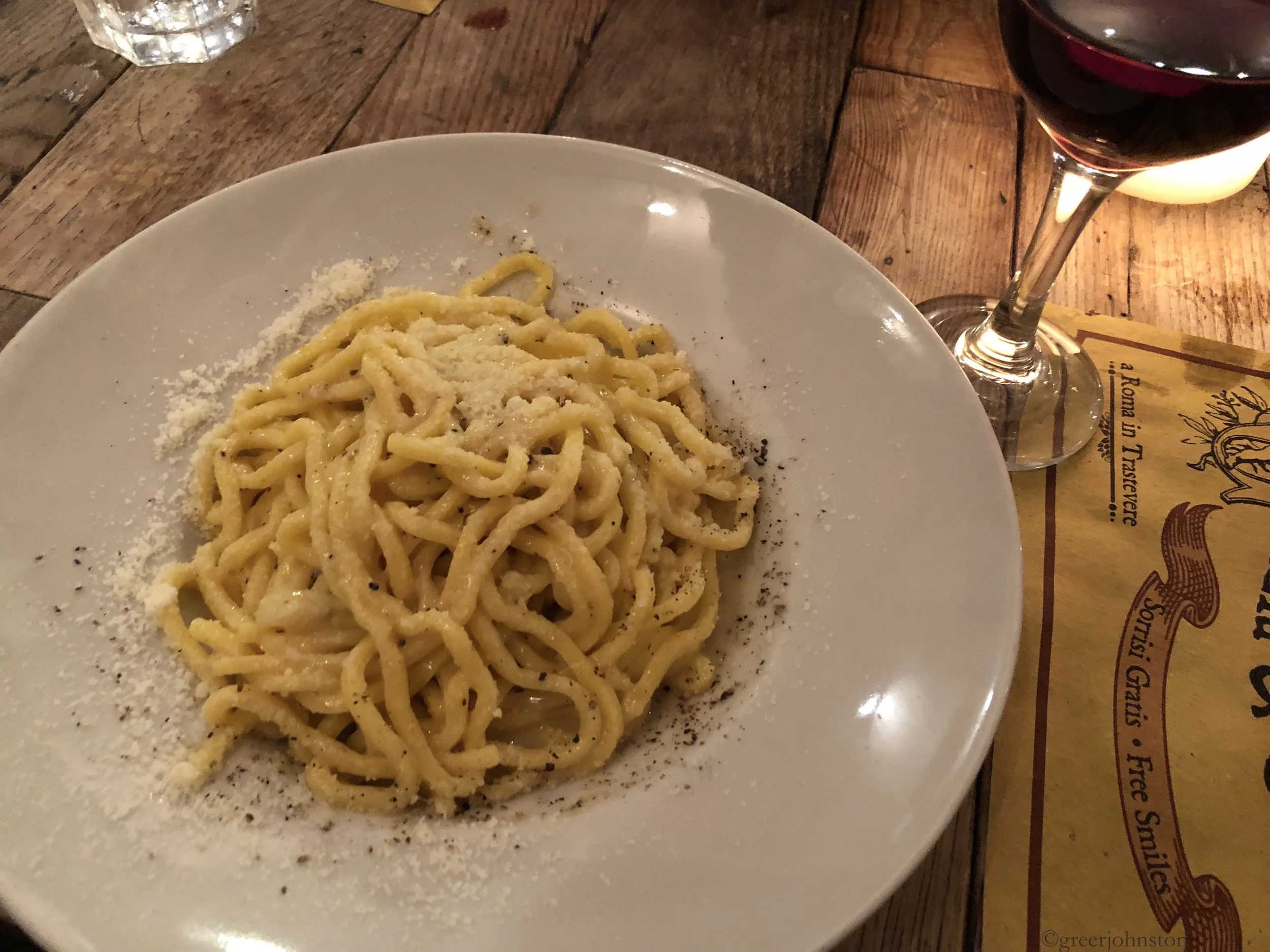 Delicious cacio e pepe at Grazia & Graziella