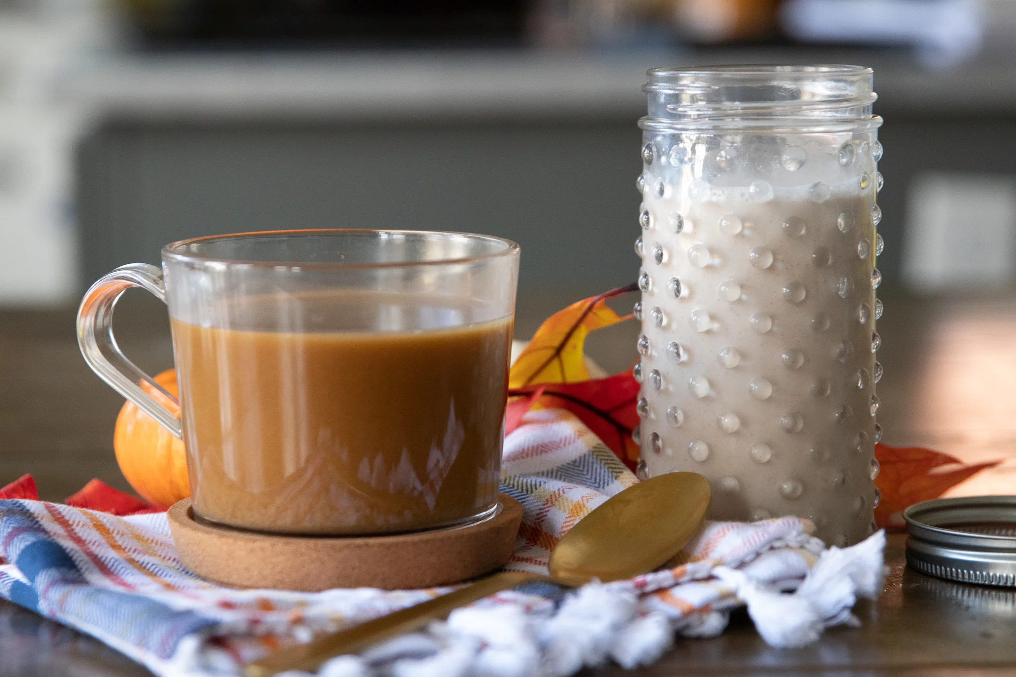 Cashew cream has long been my favorite vegan coffee cream substitute, and I love spicing it up for the holidays. With just the right amount of pumpkin pie spice, and maple syrup for sweetness, this pumpkin spice creamer is sure to be a new seasonal favorite!