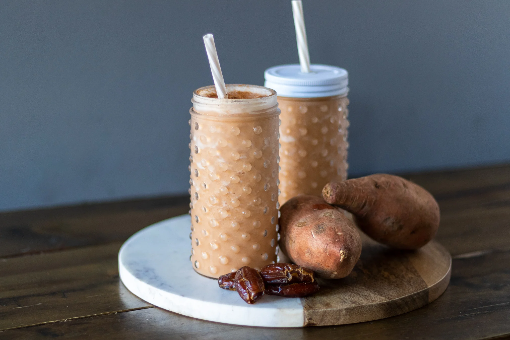 This is one of my go to smoothies, especially during the fall. This sweet potato smoothie is sweet, healthy, filling, and tastes like a pumpkin, or sweet potato pie! You can bake up the potatoes over the weekend for a quick and easy weekday breakfast smoothie. Even my kids love this one. You can double or triple the recipe if making it for the family!